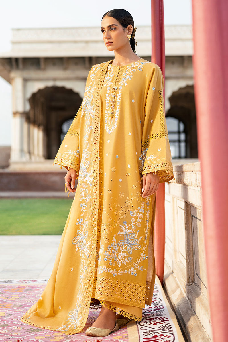 MUSTARD MIRAGE-3PC EMBROIDERED LAWN SUIT | Cross Stitch