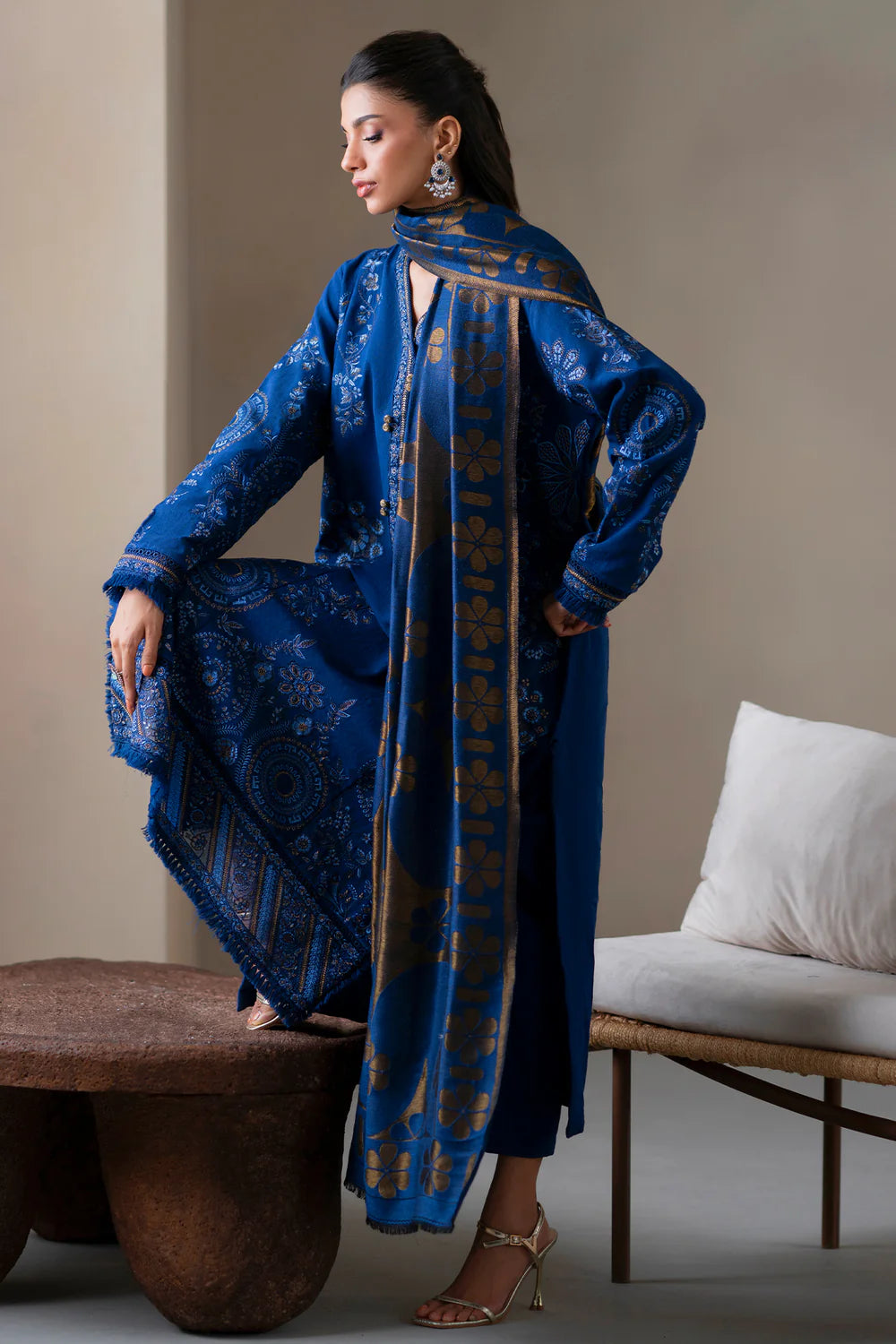 INDIGO BLUE | E0807/203/622 | Unstitched Rozana A/W '25 Drop 2 | Ethnc