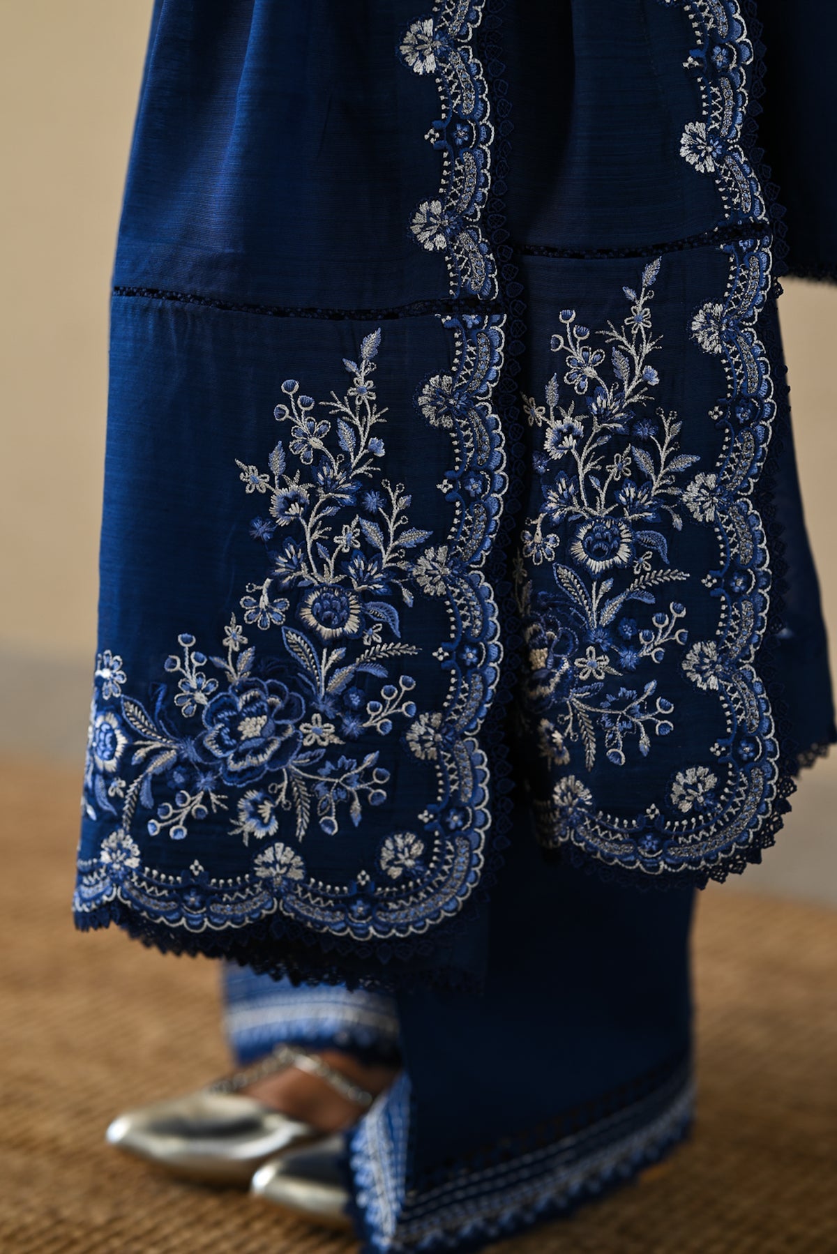 NAVY BLUE LUXURY EMBROIDERED 3PCS SET NPA3-25410 READY TO WEAR | Zaib