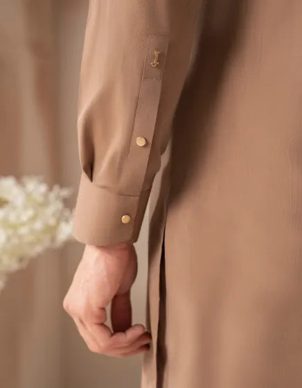 LIGHT BROWN CVC CASUAL KURTA TROUSER | JUNAID JAMSHED MENSWEAR