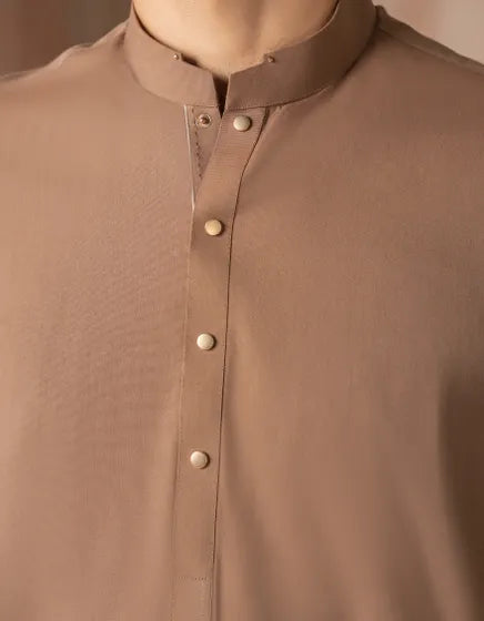 LIGHT BROWN CVC CASUAL KURTA TROUSER | JUNAID JAMSHED MENSWEAR