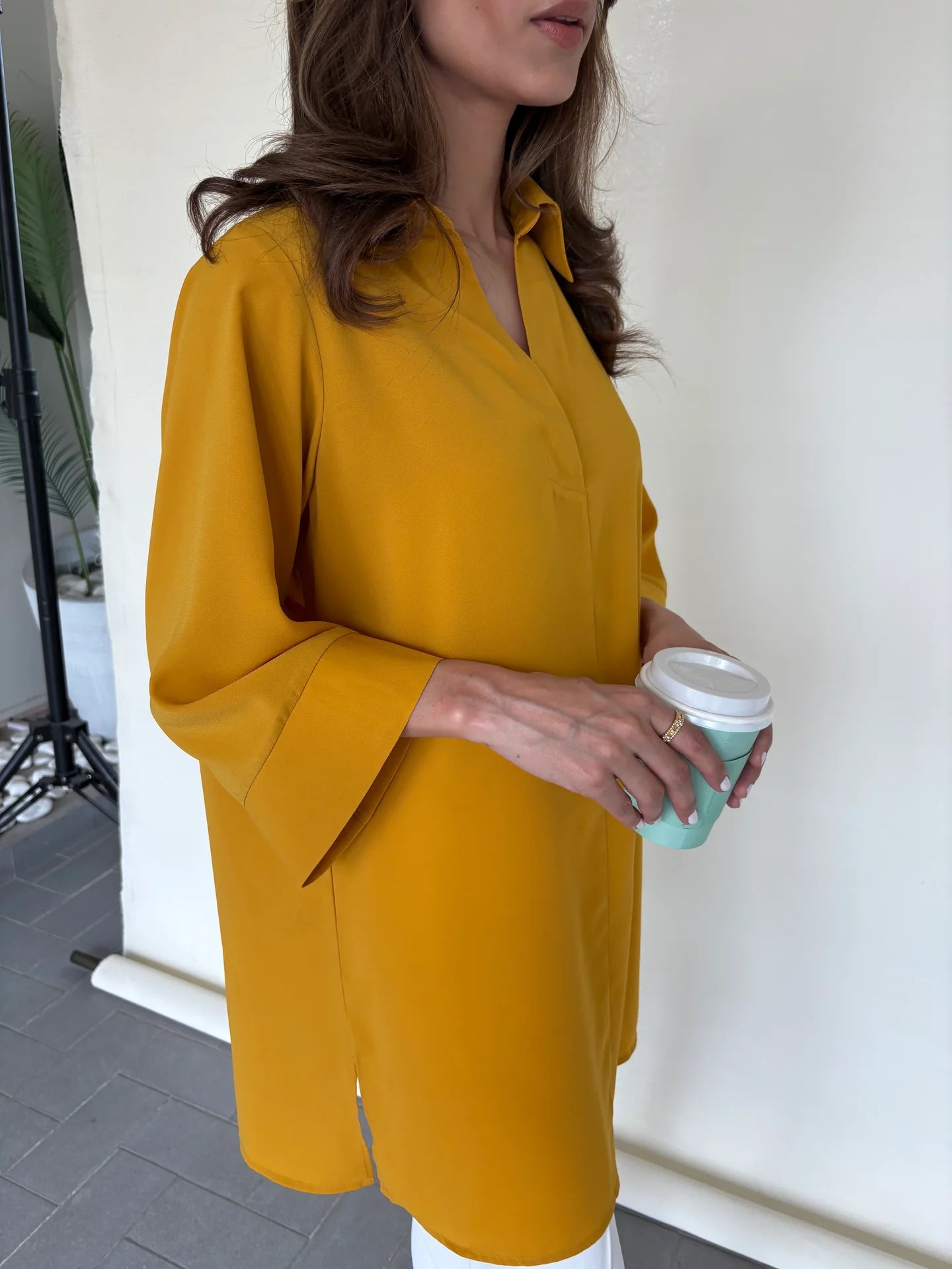 MUSTARD TOBY TUNIC WITH TULIP SHALWAR | Sak Atelier