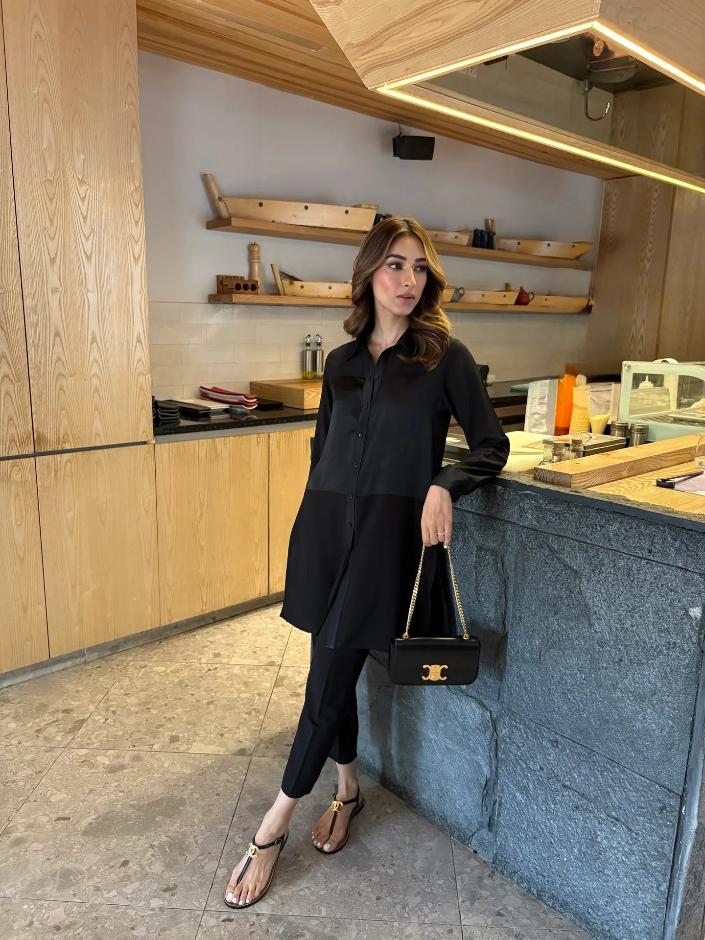 BLACK SATIN SLIP SET | Sak Atelier