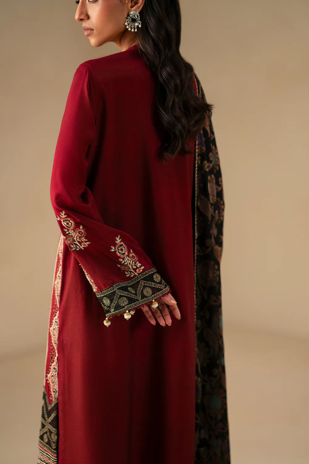 BRICK RED | E0793/203/305 | Unstitched Winter '25 | Ethnc