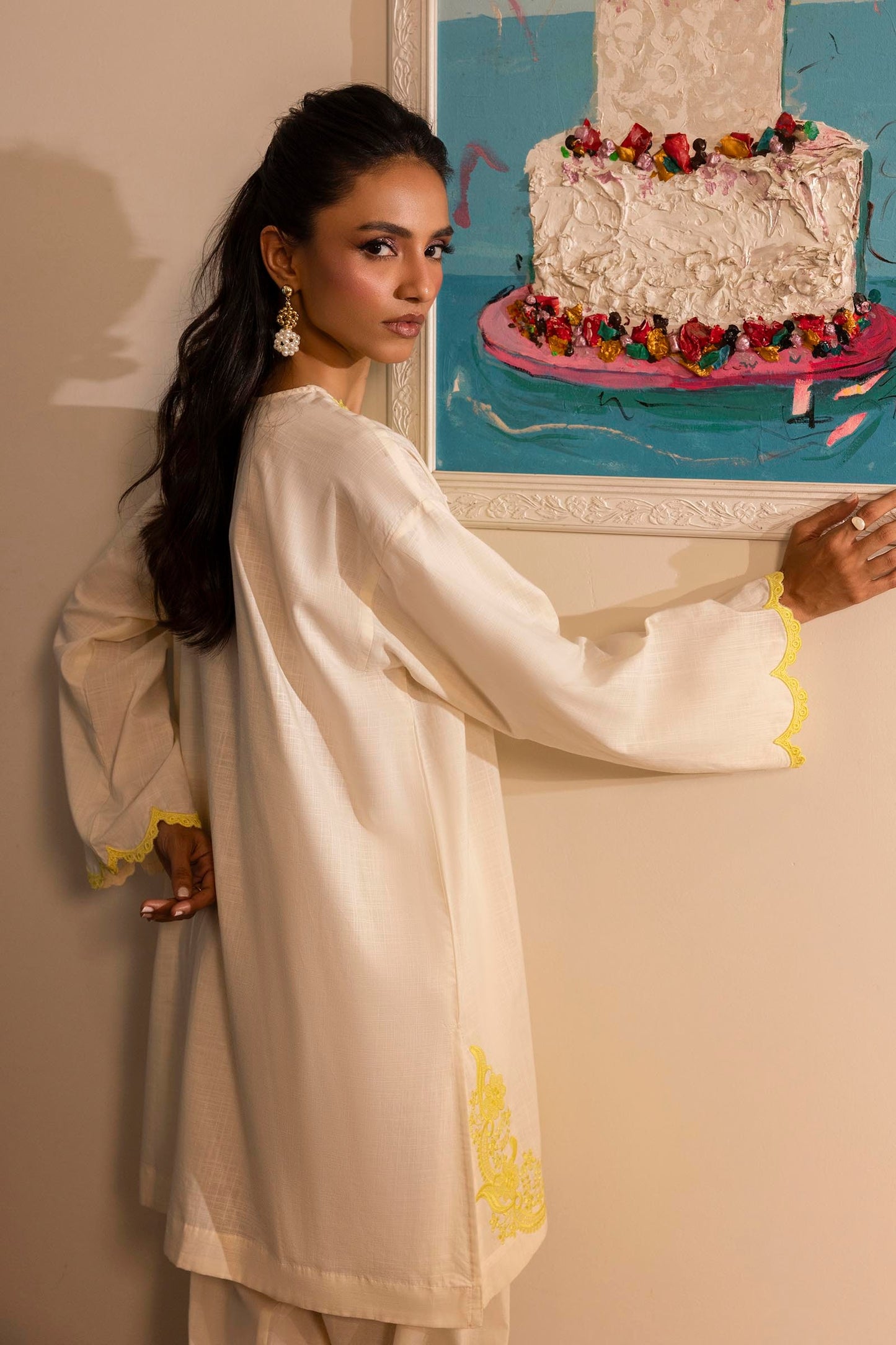 STITCHED ESSENTIAL SHIRT + BOTTOM SS25ESE259P2T | Sana Safinaz