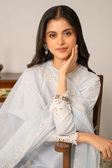 FLORET GLOW-3 PC (SHIRT, DUPATTA & TROUSER) | CROSS STITCH