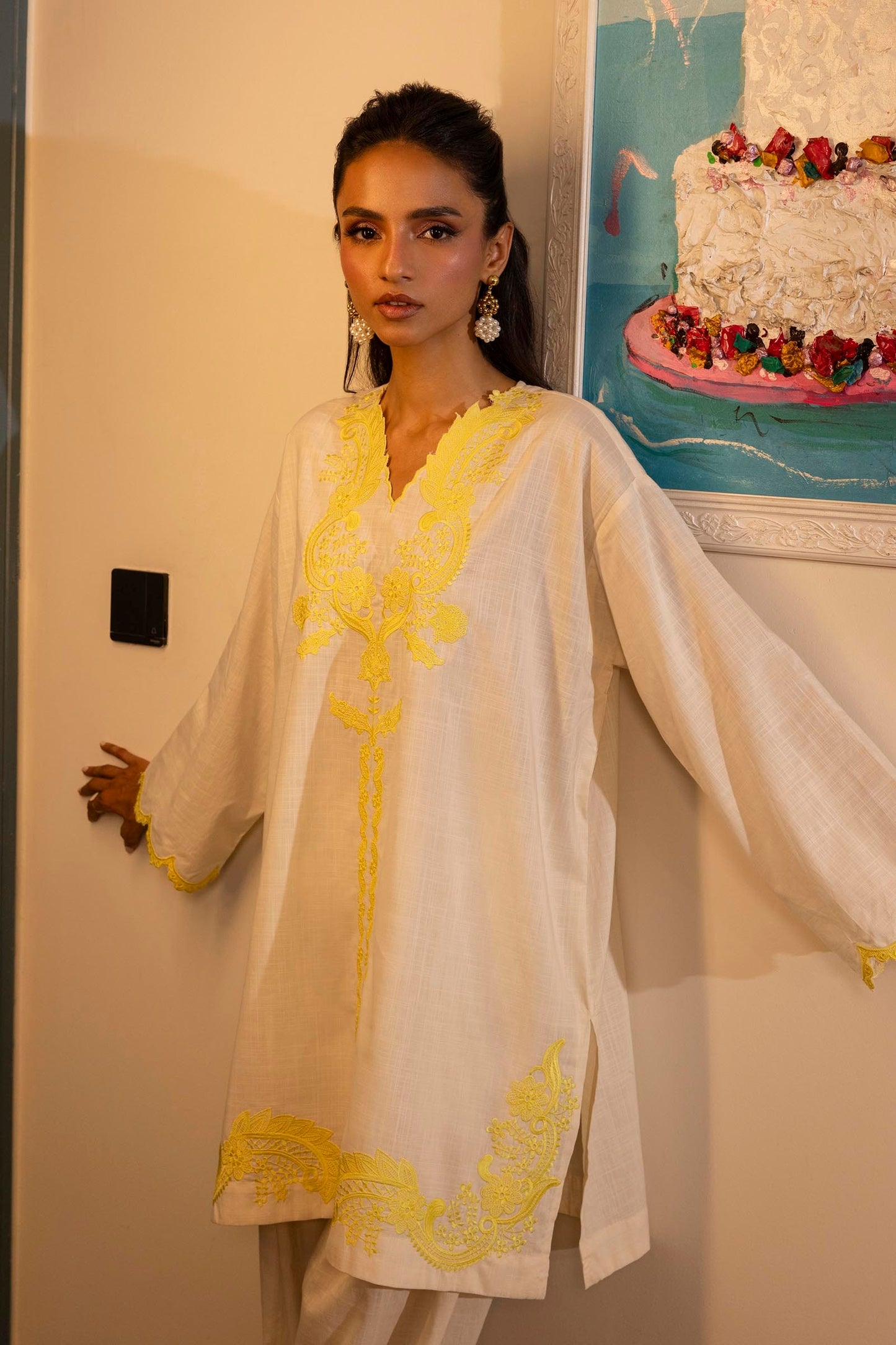 STITCHED ESSENTIAL SHIRT + BOTTOM SS25ESE259P2T | Sana Safinaz