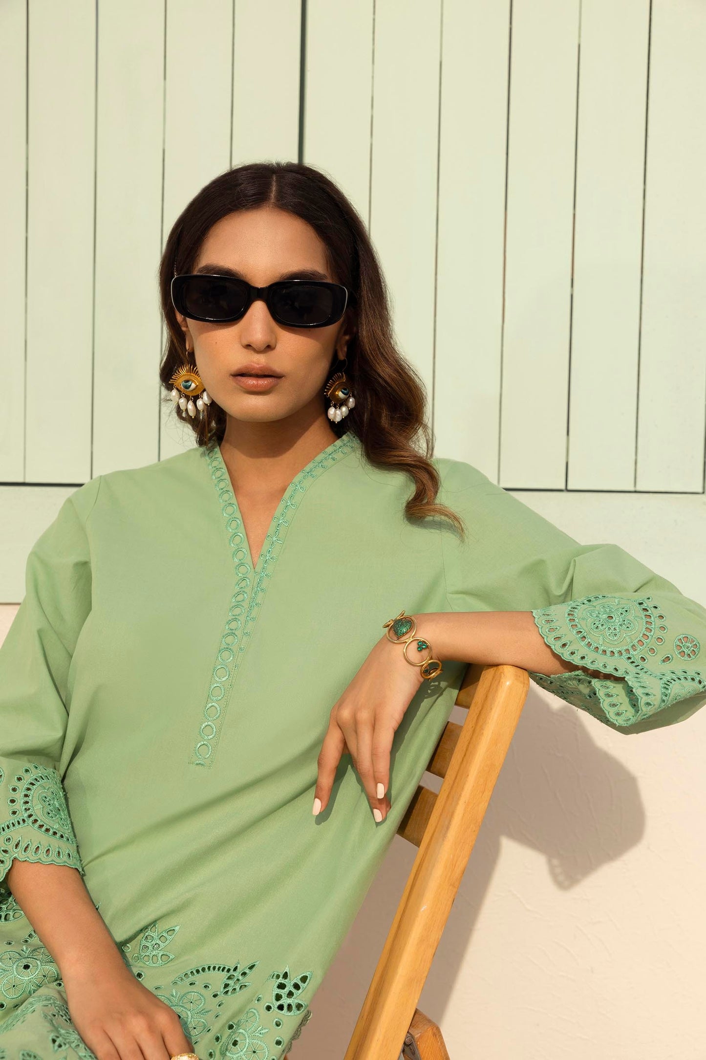 STITCHED EMBROIDERED LAWN SHIRT + BOTTOM SS25SGE368P2T | Sana Safinaz