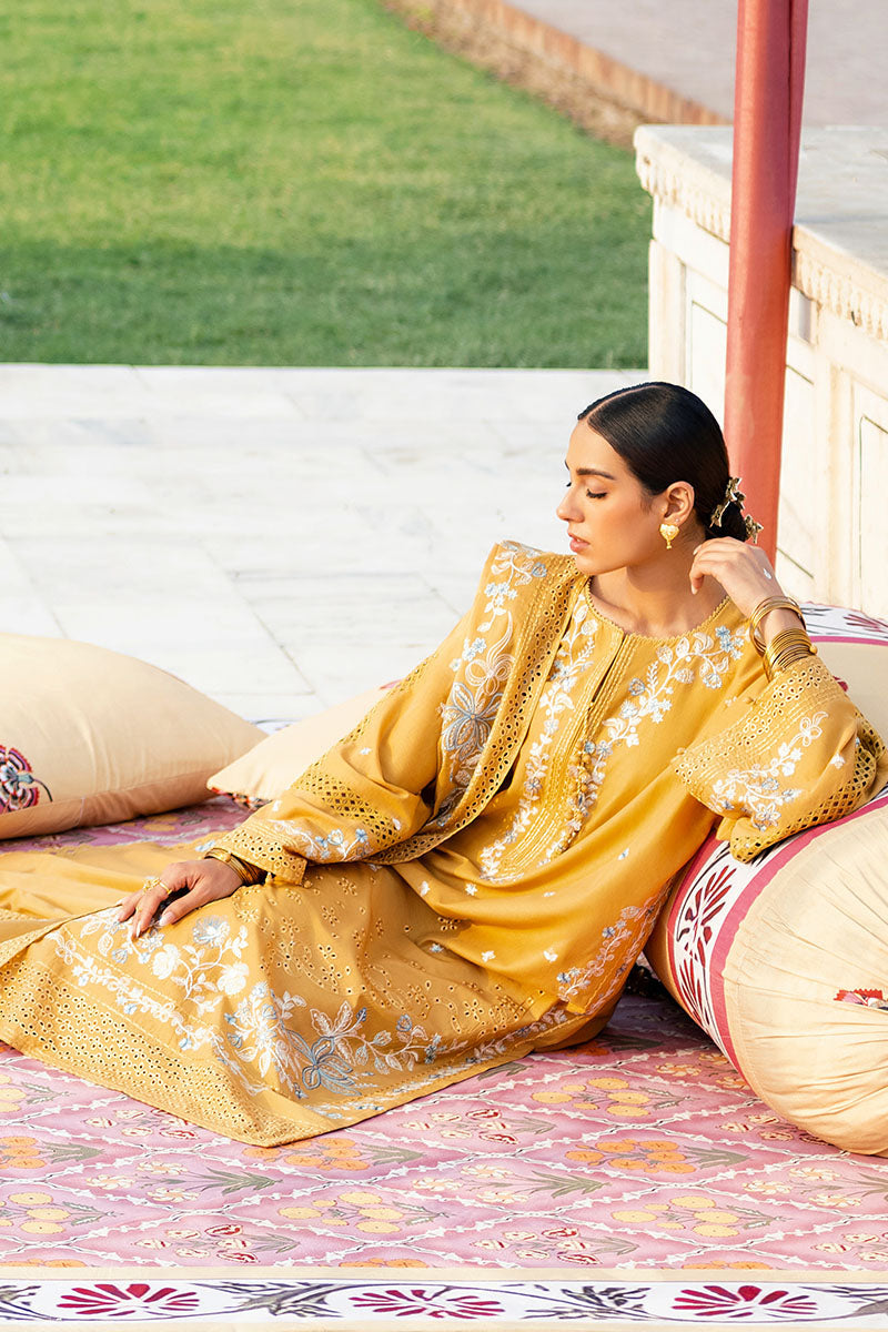 MUSTARD MIRAGE-3PC EMBROIDERED LAWN SUIT | Cross Stitch