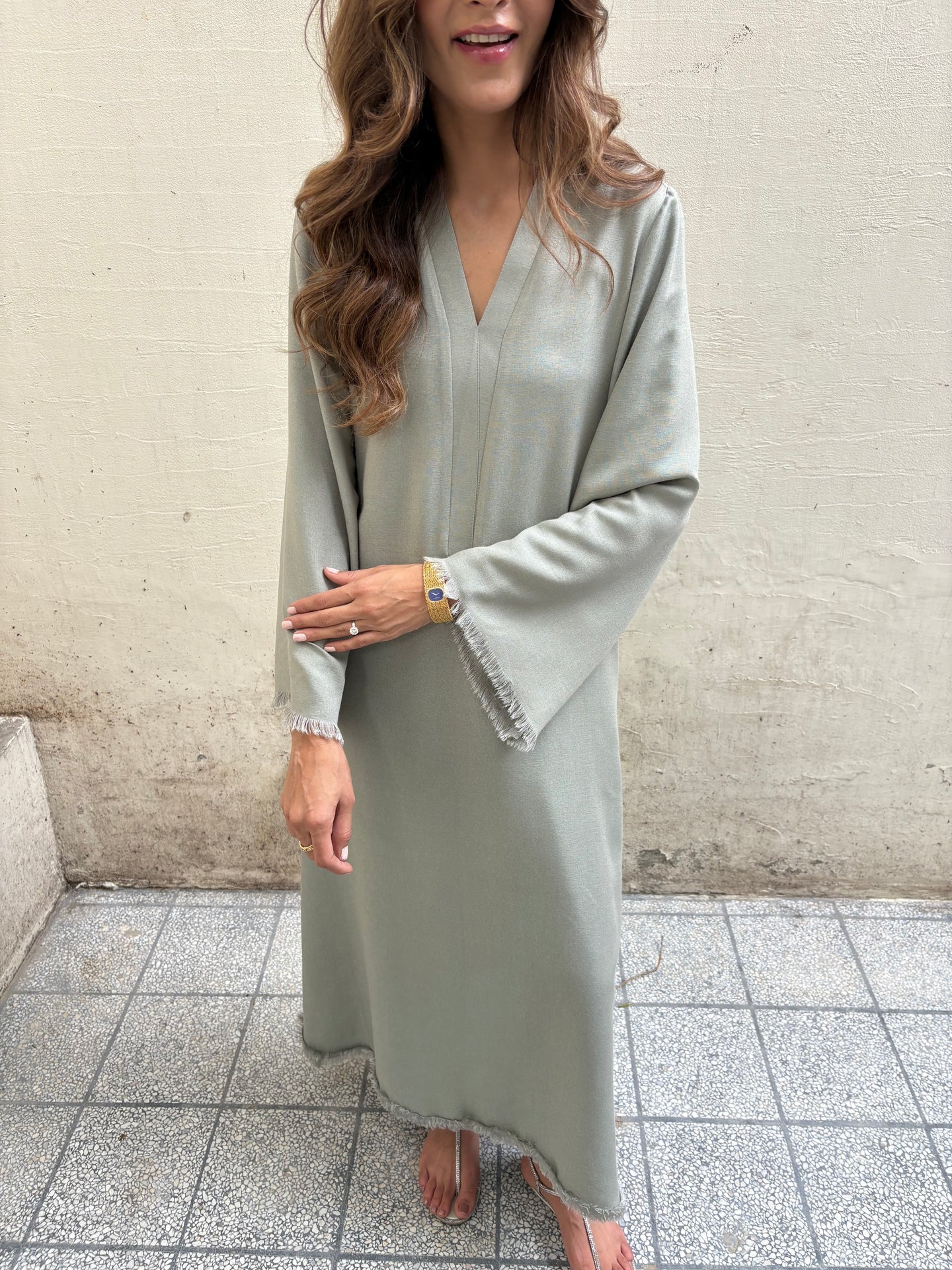 MUTED GREY-GREEN DHAAGA SET | SAK ATELIER