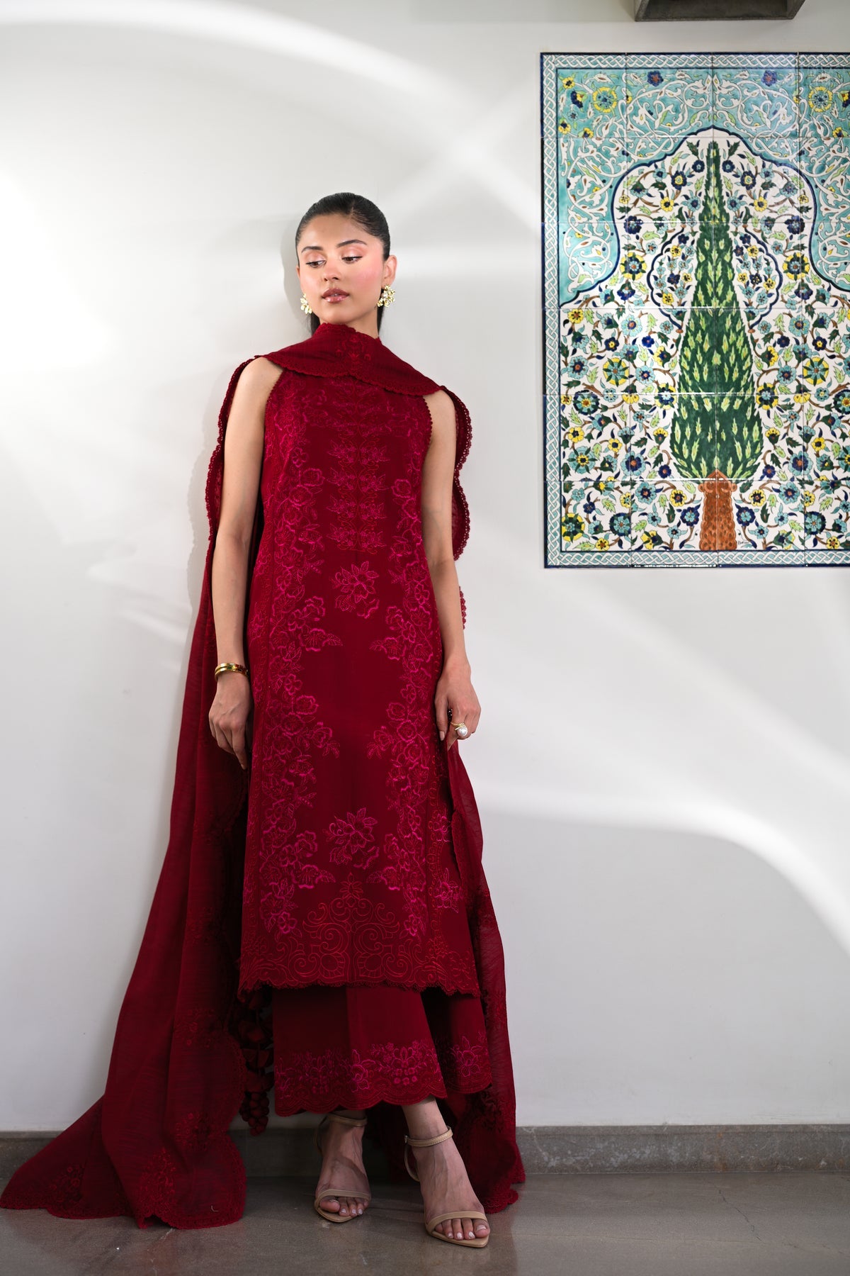CRIMSON LUXURY PRINTED EMBROIDERED LAWN SET (NEL-25612) | ZAIB
