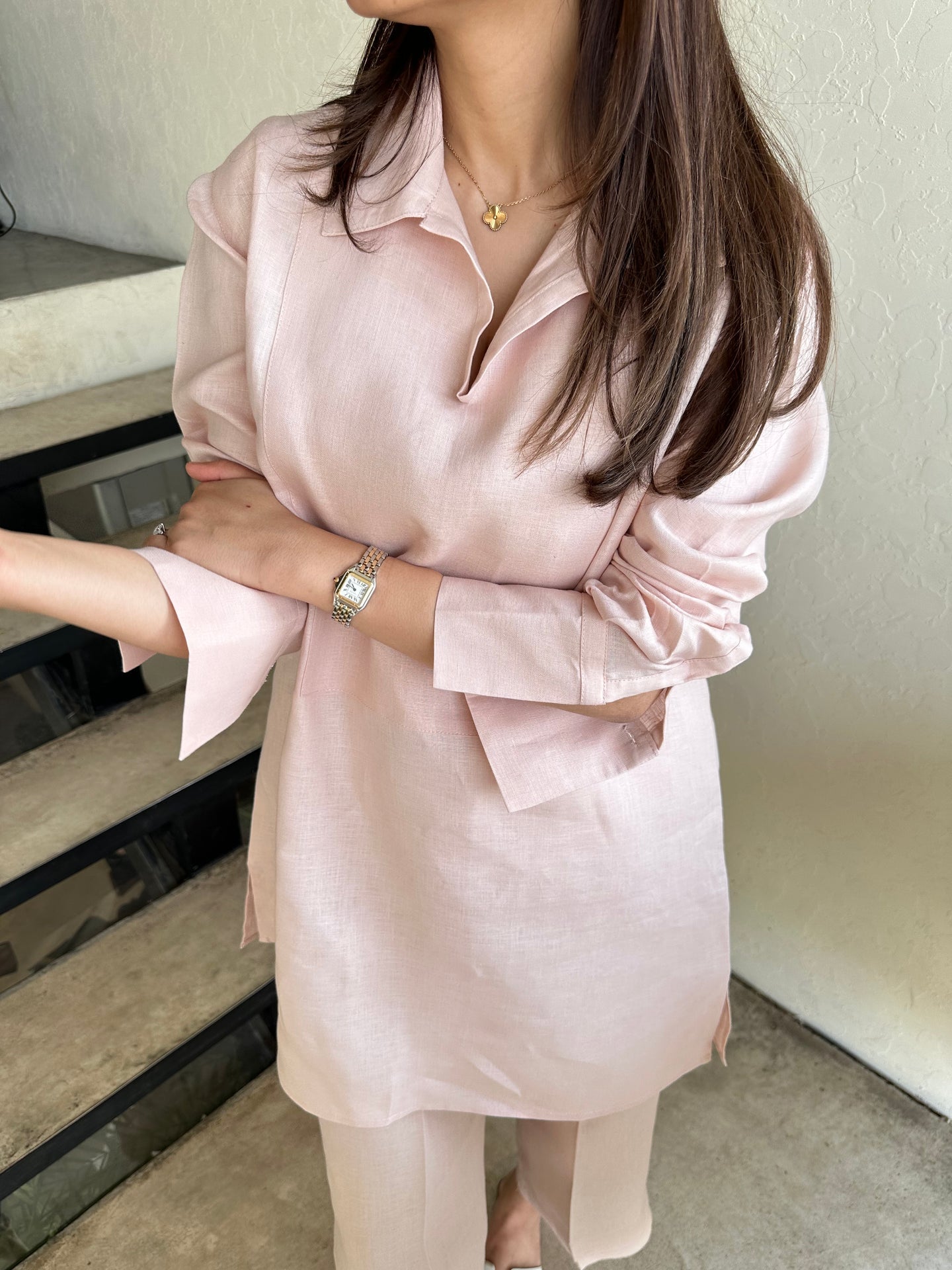 LIGHT PINK LINEN WILLOW SET | Sak Atelier