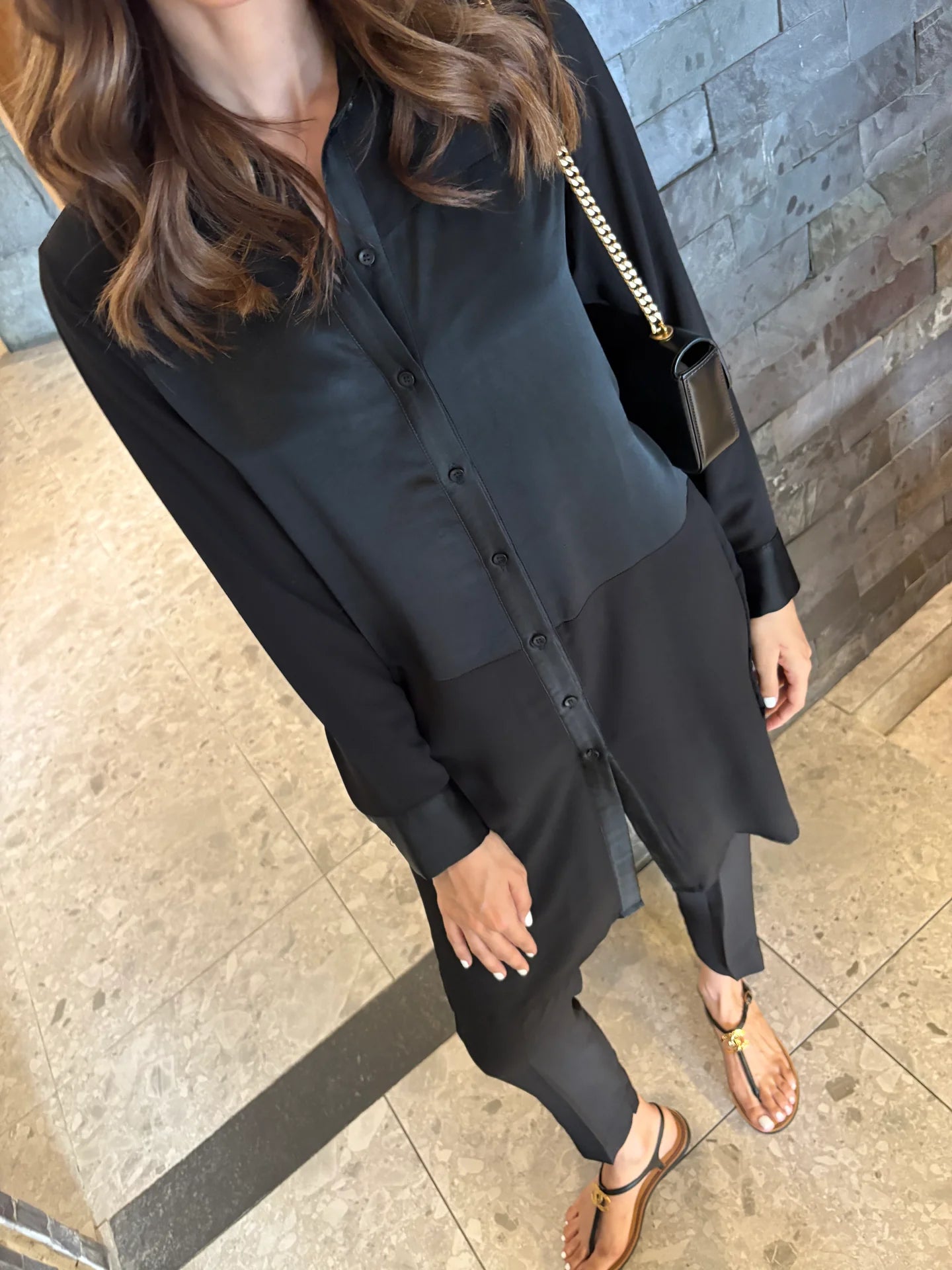 BLACK SATIN SLIP SET | Sak Atelier