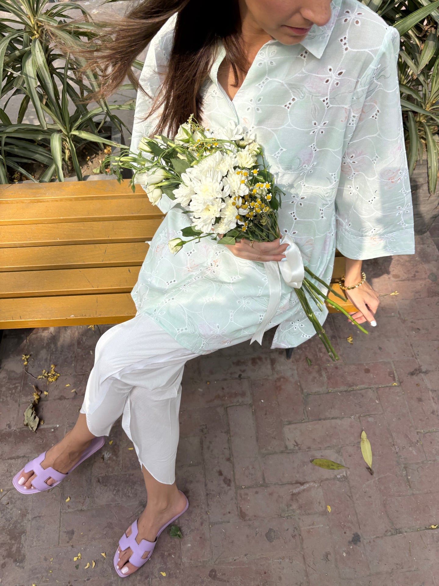 GREEN LAWN TOBY TUNIC WITH TULIP SHALWAR | Sak Atelier