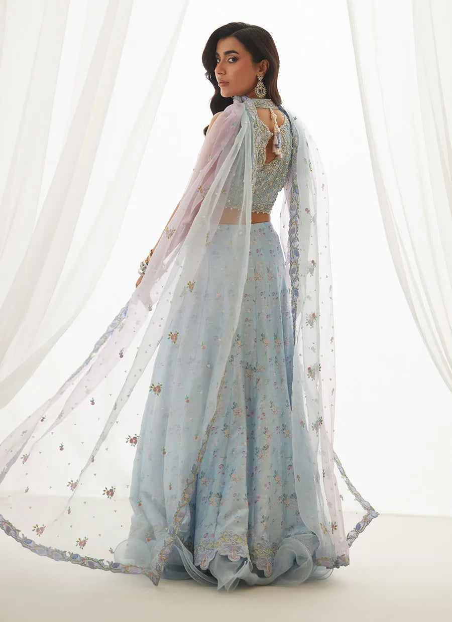 Zyla Sky Blue Choli, Lehenga And Dupatta | LUXE PRET' 25 | FARAH TALIB AZIZ
