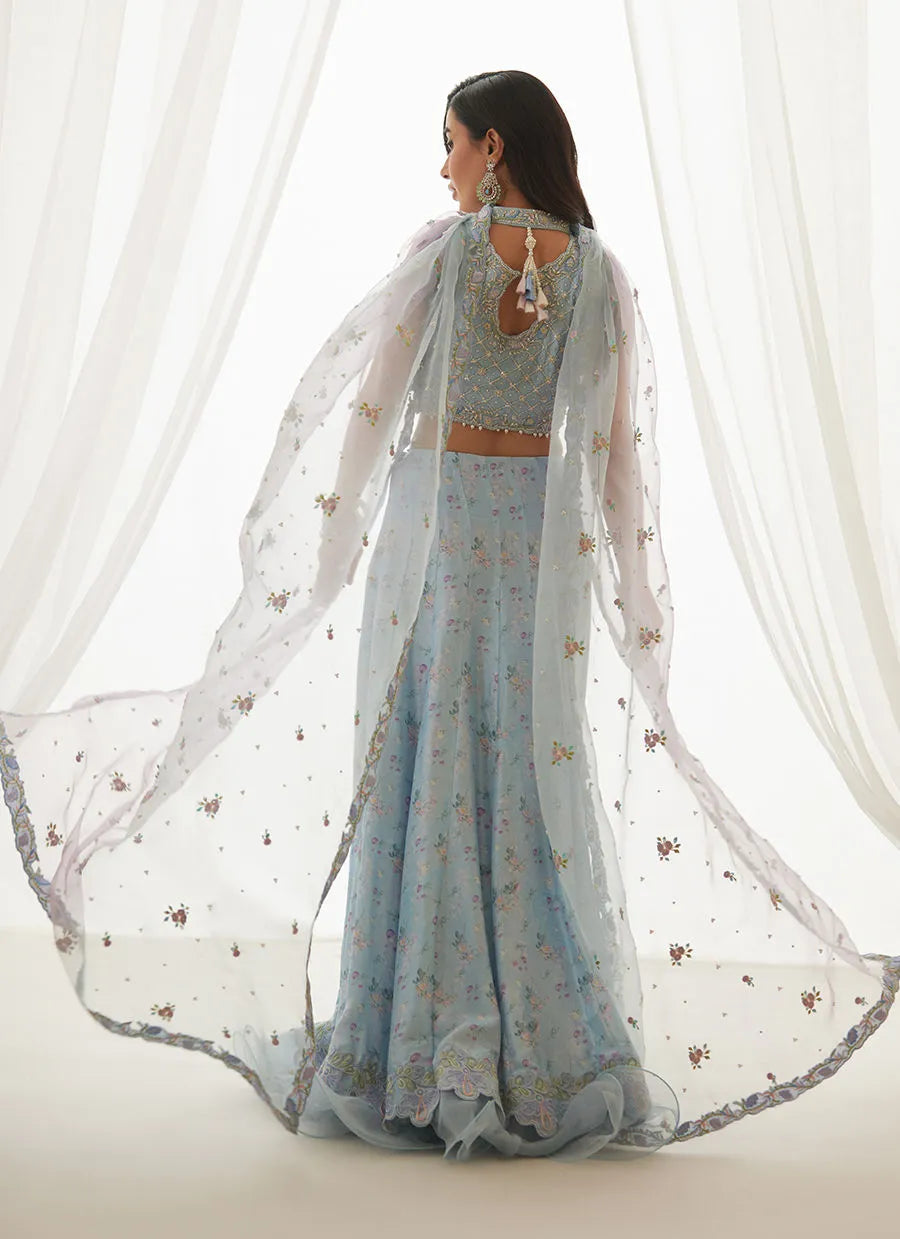 Zyla Sky Blue Choli, Lehenga And Dupatta | LUXE PRET' 25 | FARAH TALIB AZIZ