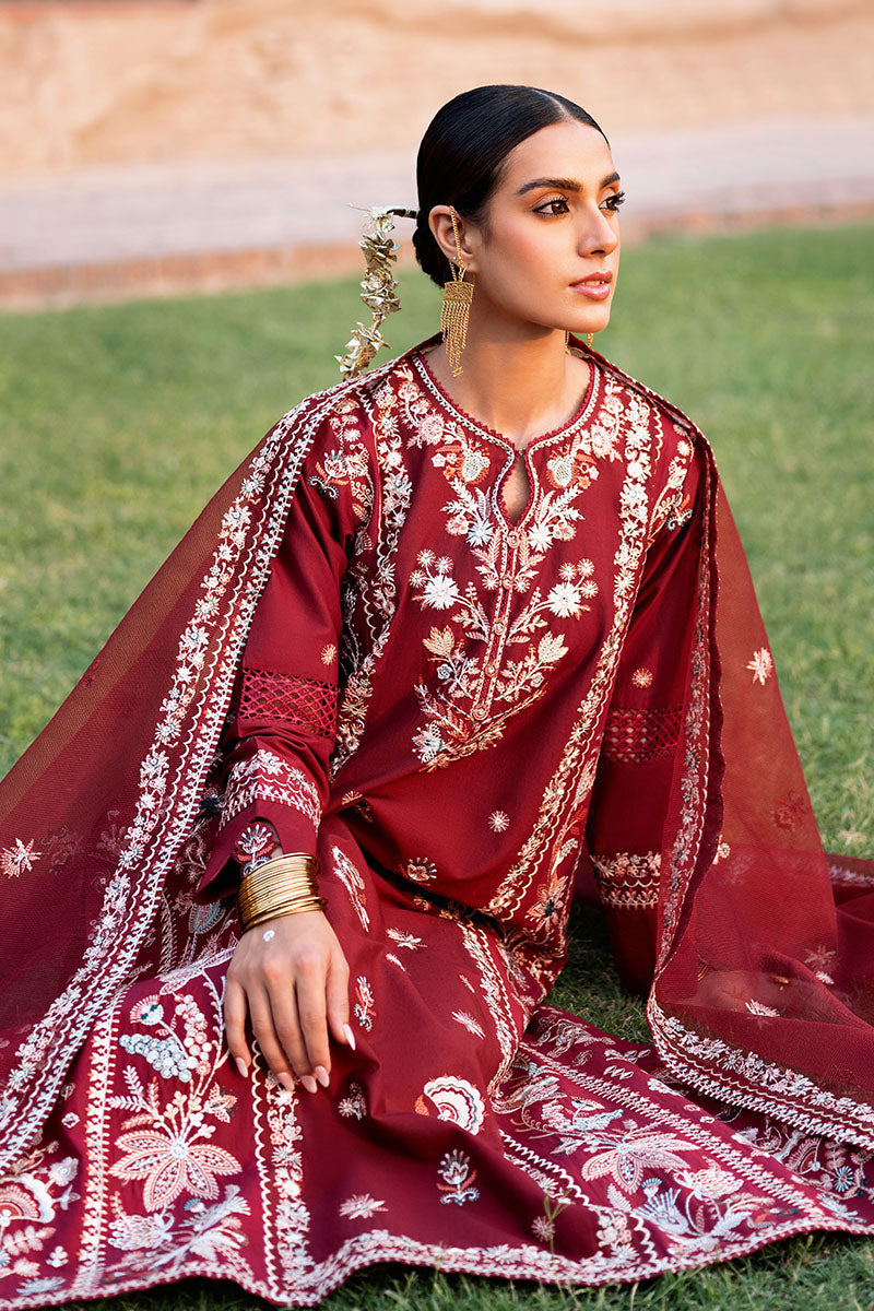 ROUGE ZEST-3PC EMBROIDERED LAWN SUIT | Cross Stitch