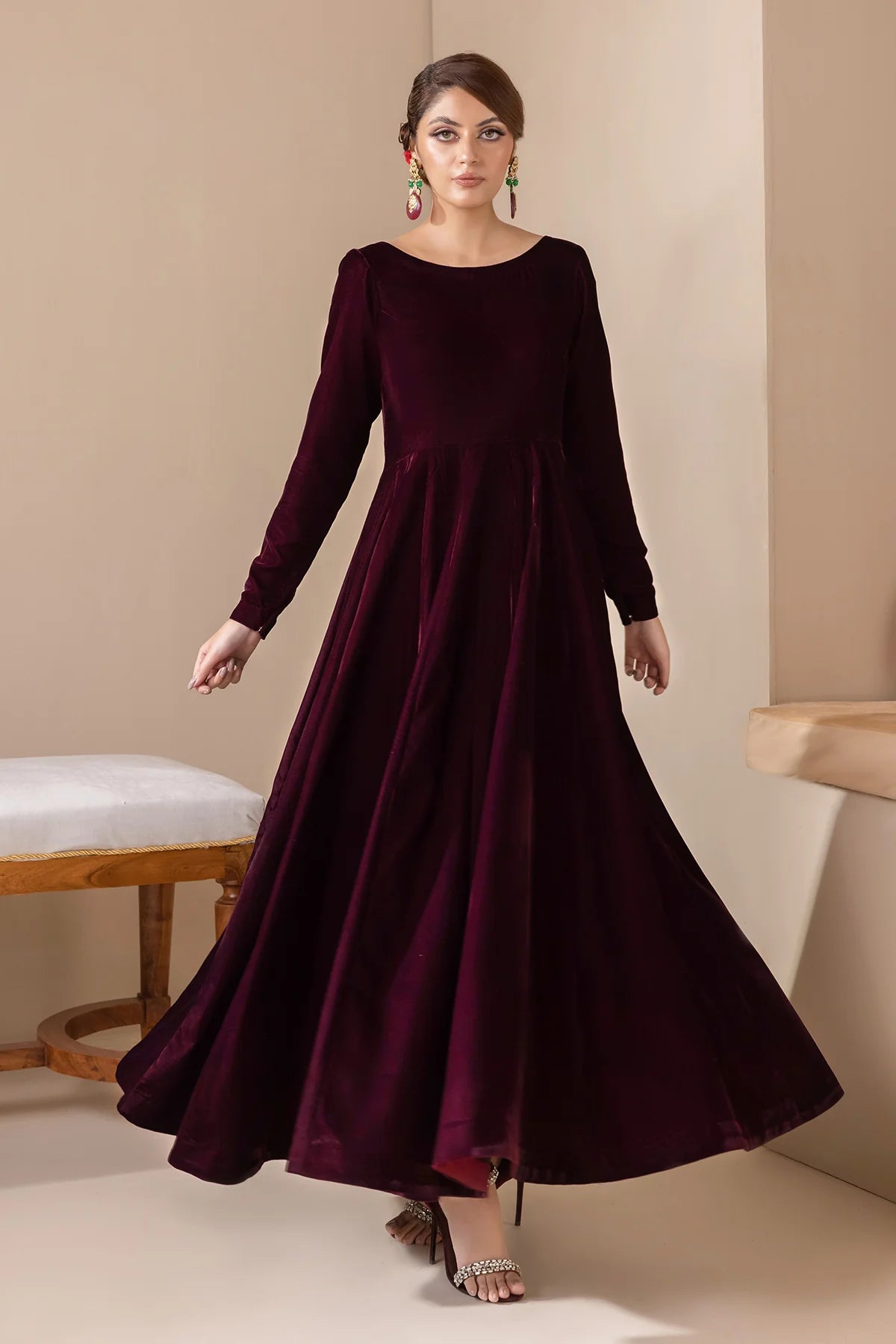 SOLID VELVET FROCK PR-854 | Baroque