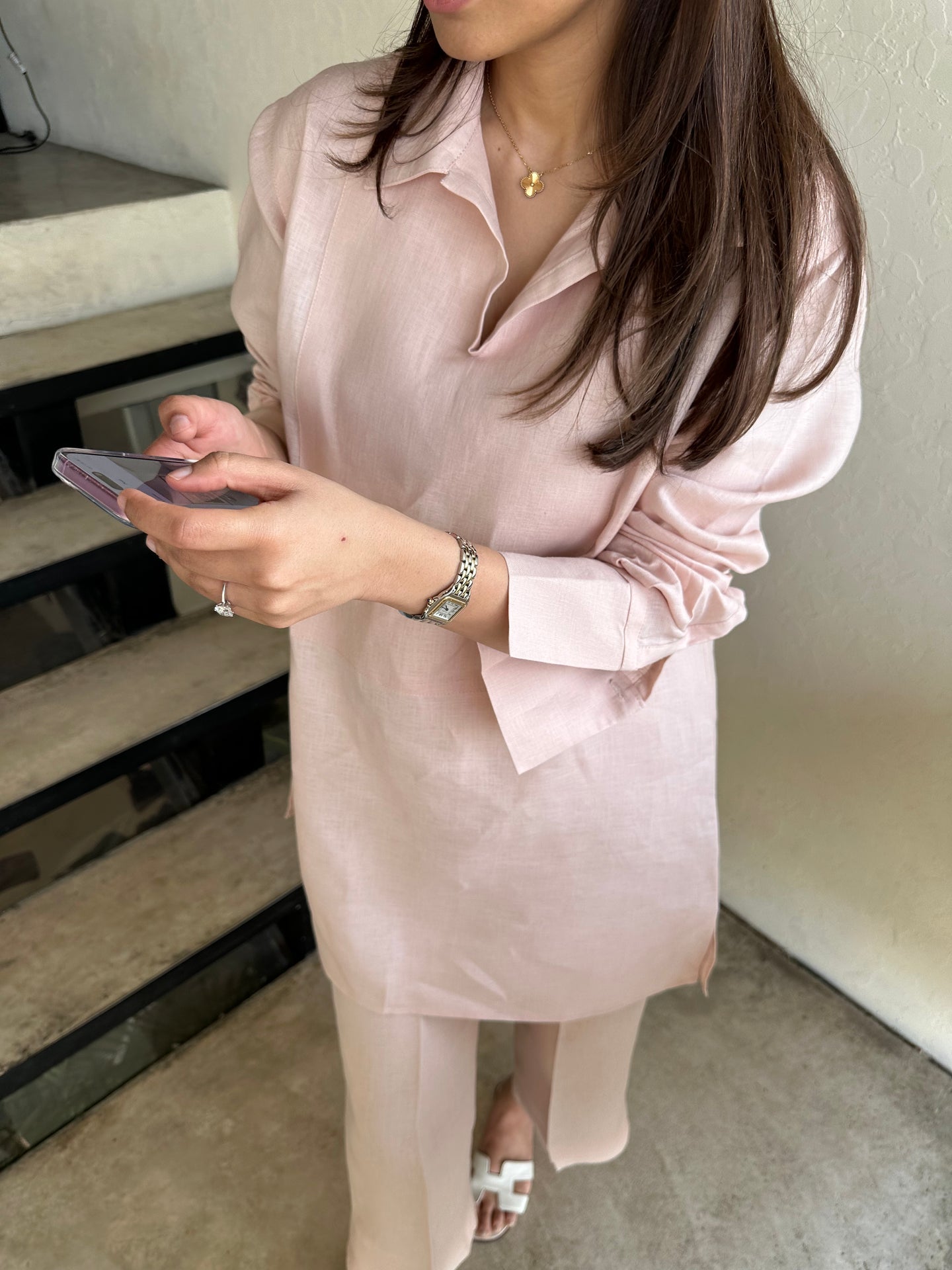 LIGHT PINK LINEN WILLOW SET | Sak Atelier