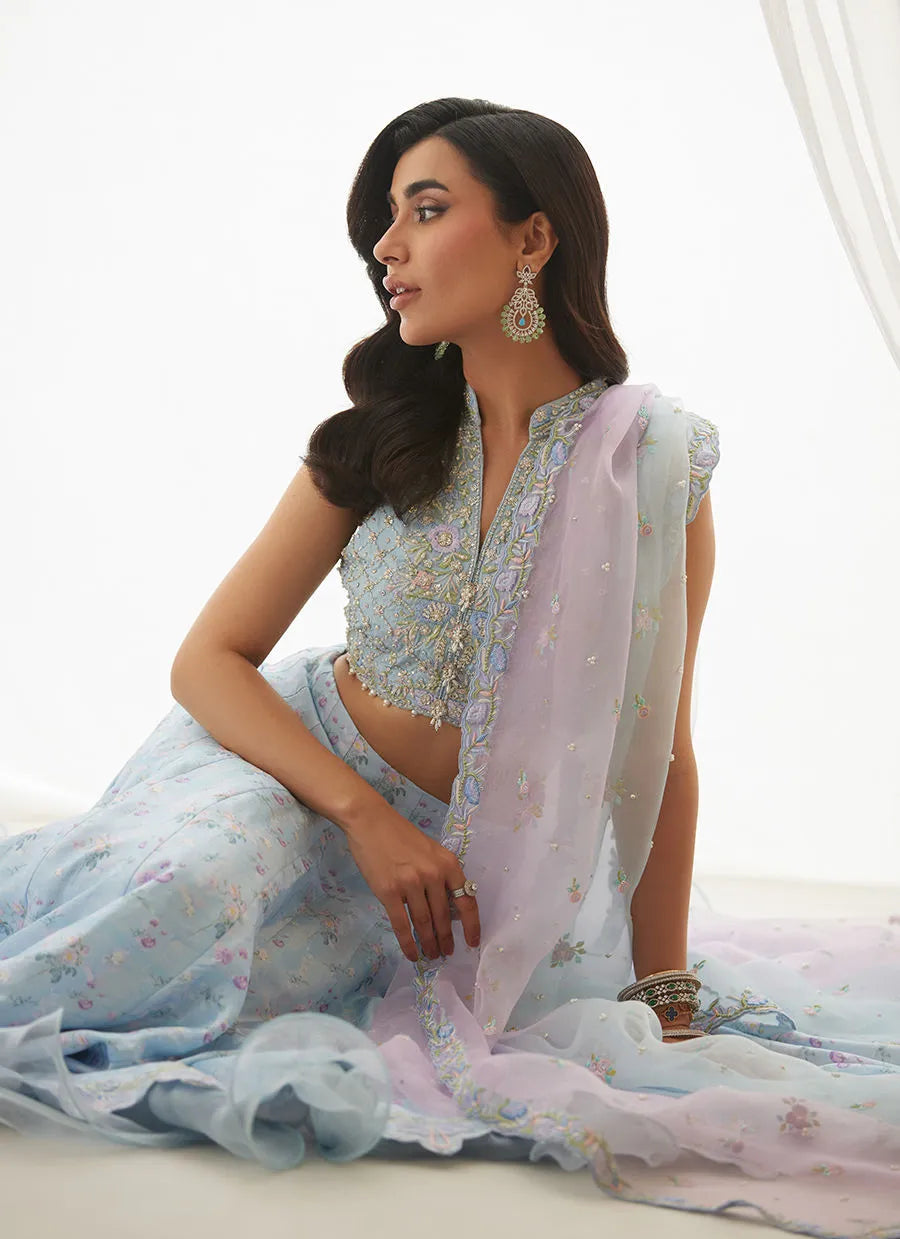 Zyla Sky Blue Choli, Lehenga And Dupatta | LUXE PRET' 25 | FARAH TALIB AZIZ