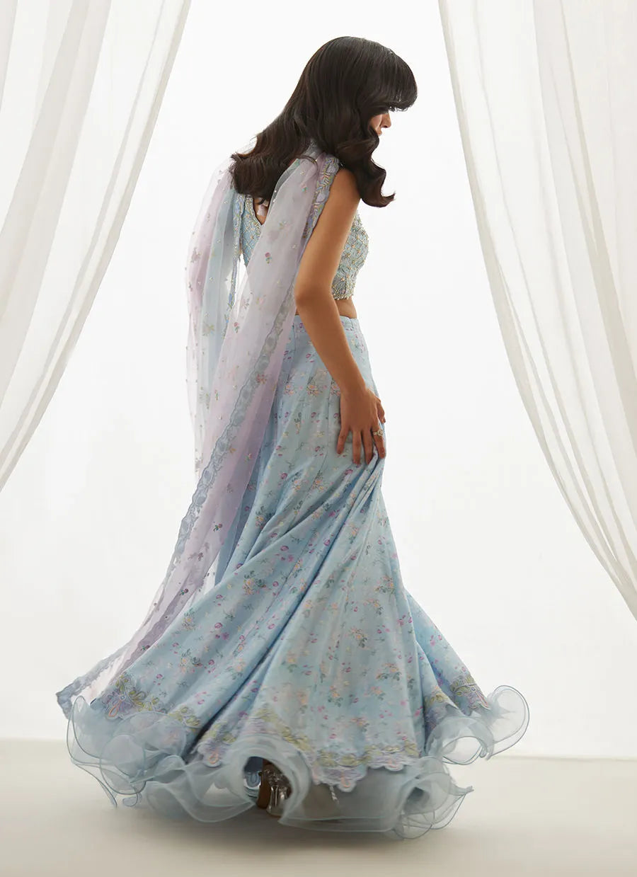 Zyla Sky Blue Choli, Lehenga And Dupatta | LUXE PRET' 25 | FARAH TALIB AZIZ