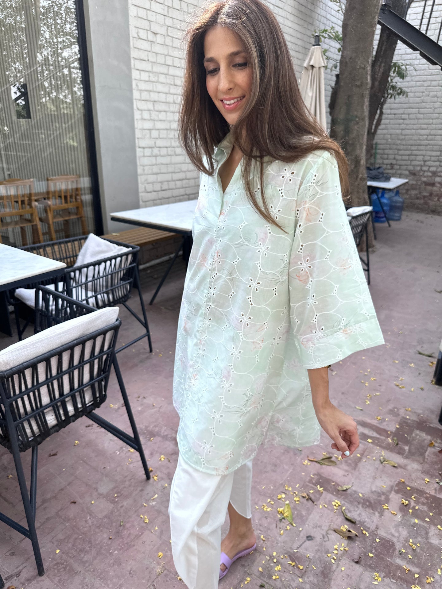 GREEN LAWN TOBY TUNIC WITH TULIP SHALWAR | Sak Atelier