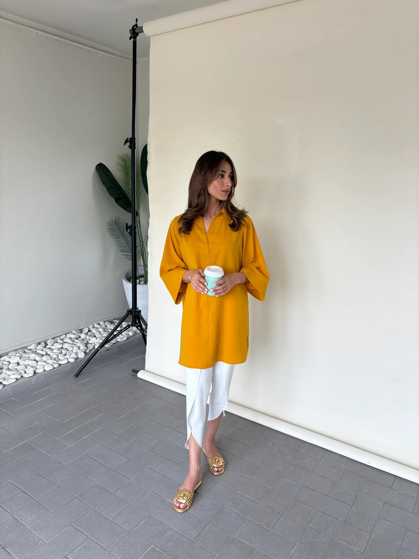 MUSTARD TOBY TUNIC WITH TULIP SHALWAR | Sak Atelier