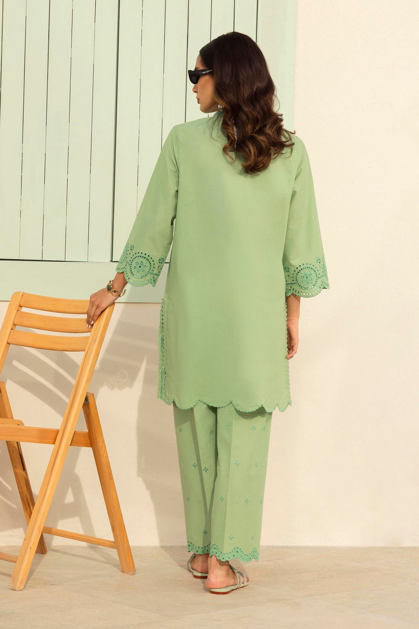 STITCHED EMBROIDERED LAWN SHIRT + BOTTOM SS25SGE368P2T | Sana Safinaz