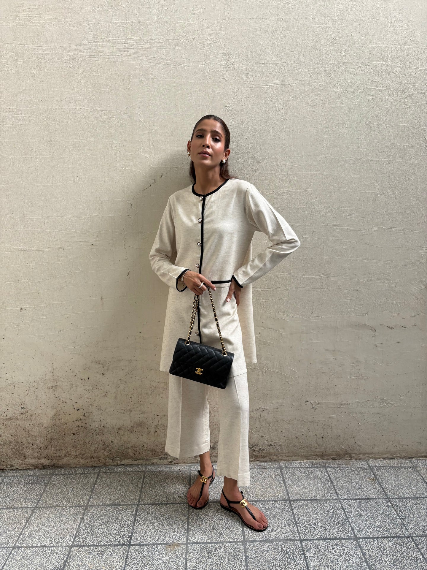 BOUCLE SET IN HEATHERED OAT WOOL | SAK ATELIER