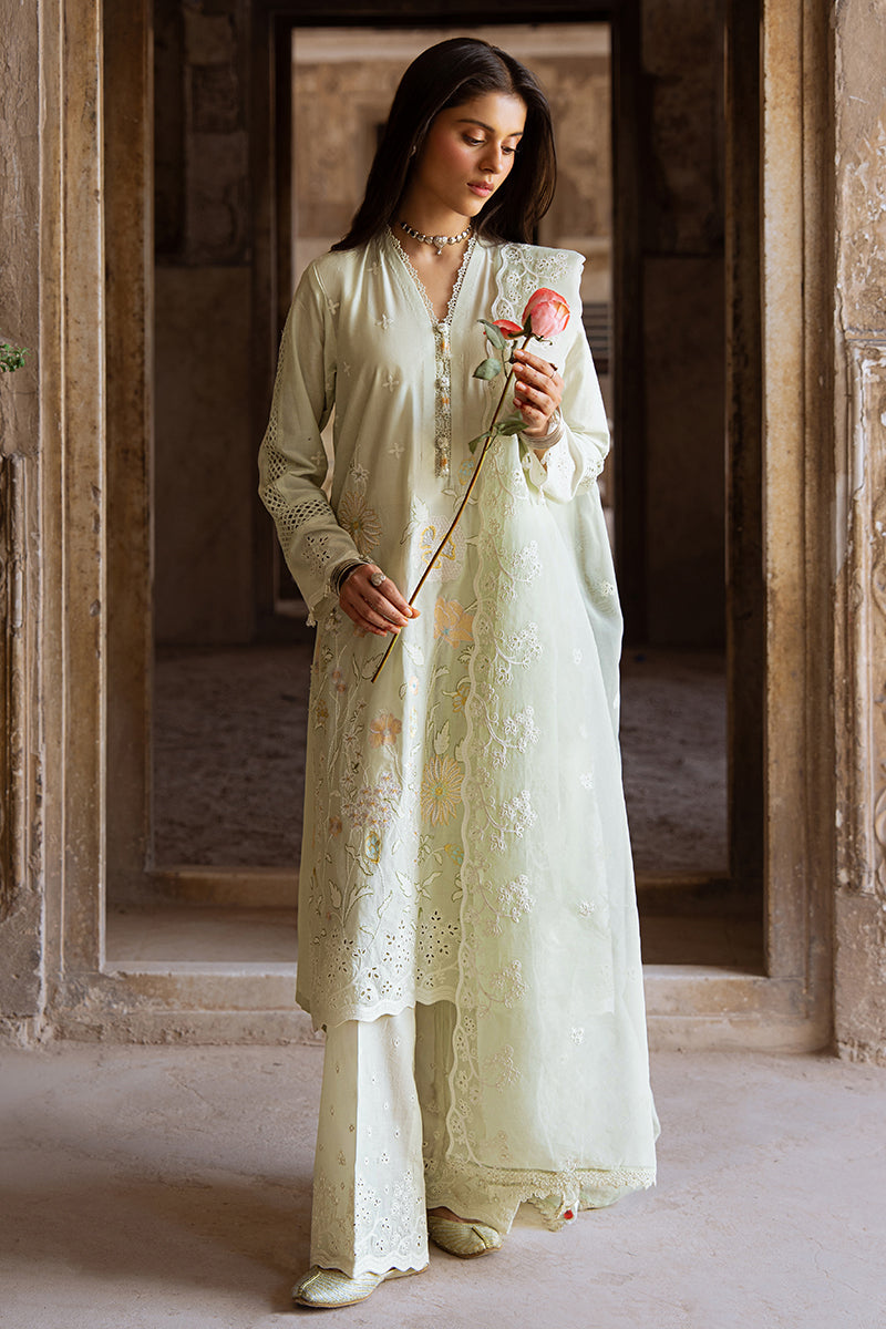 AQUA SERENITY-3PC EMBROIDERED LAWN SUIT | Cross Stitch