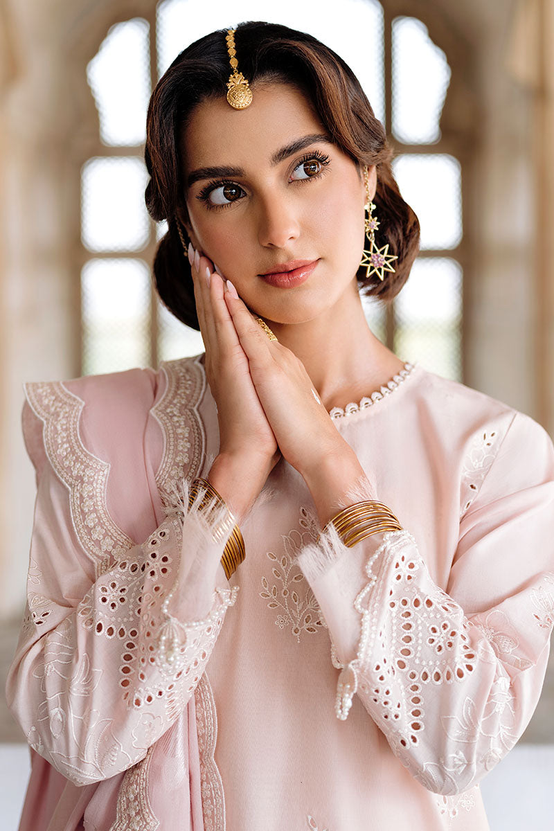 PEACH BLUSH-3PC EMBROIDERED LAWN SUIT | Cross Stitch
