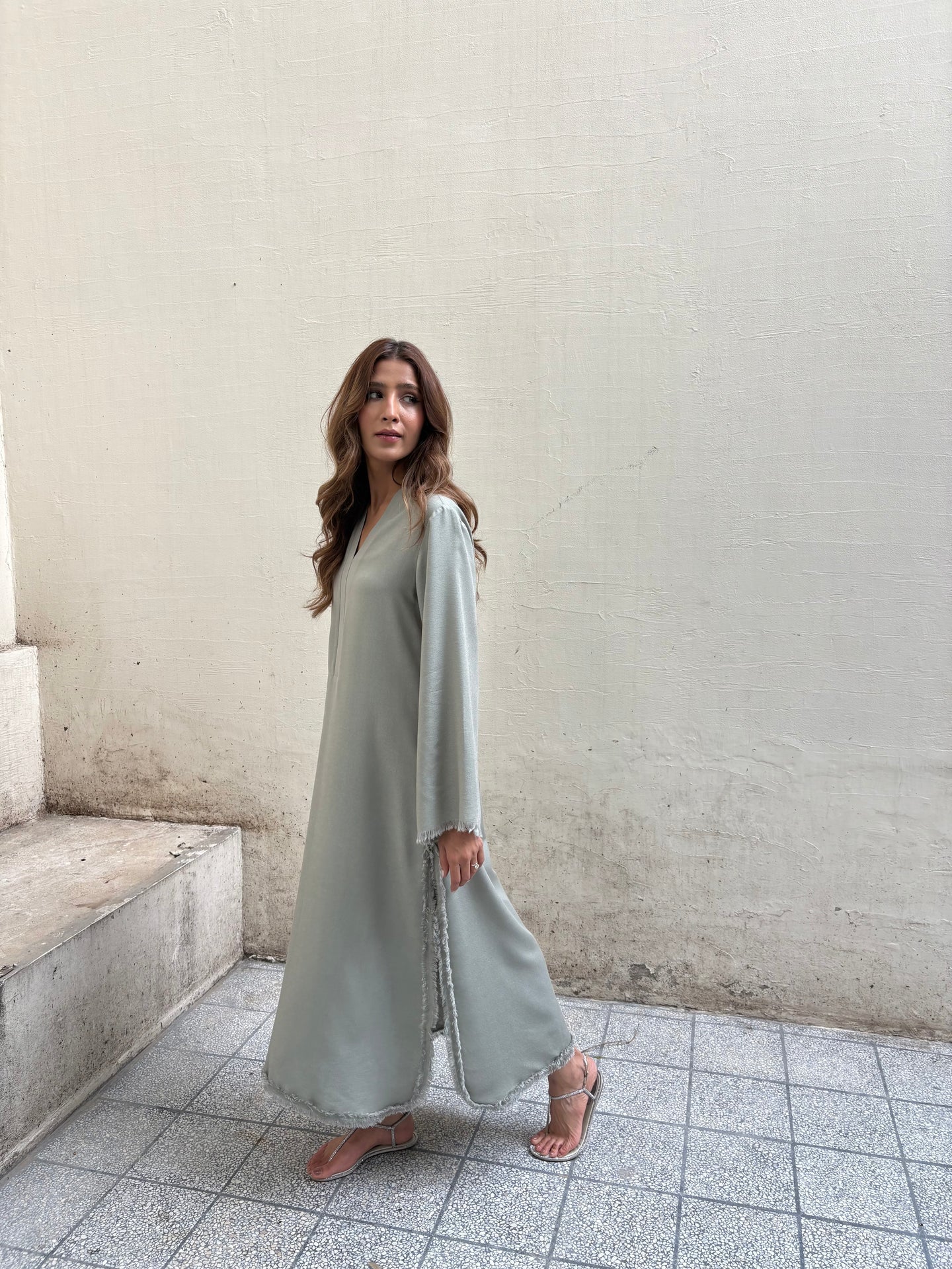 MUTED GREY-GREEN DHAAGA SET | SAK ATELIER