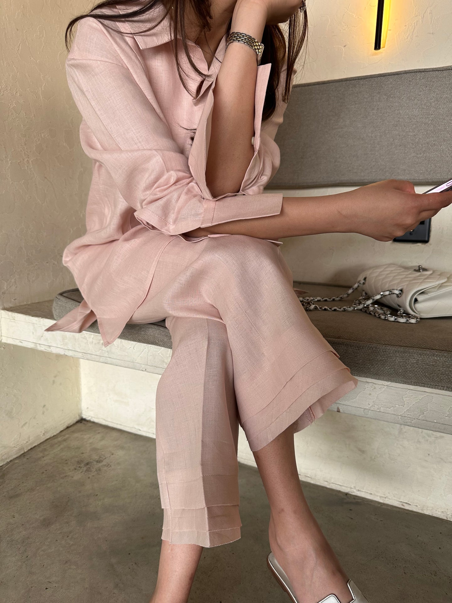 LIGHT PINK LINEN WILLOW SET | Sak Atelier