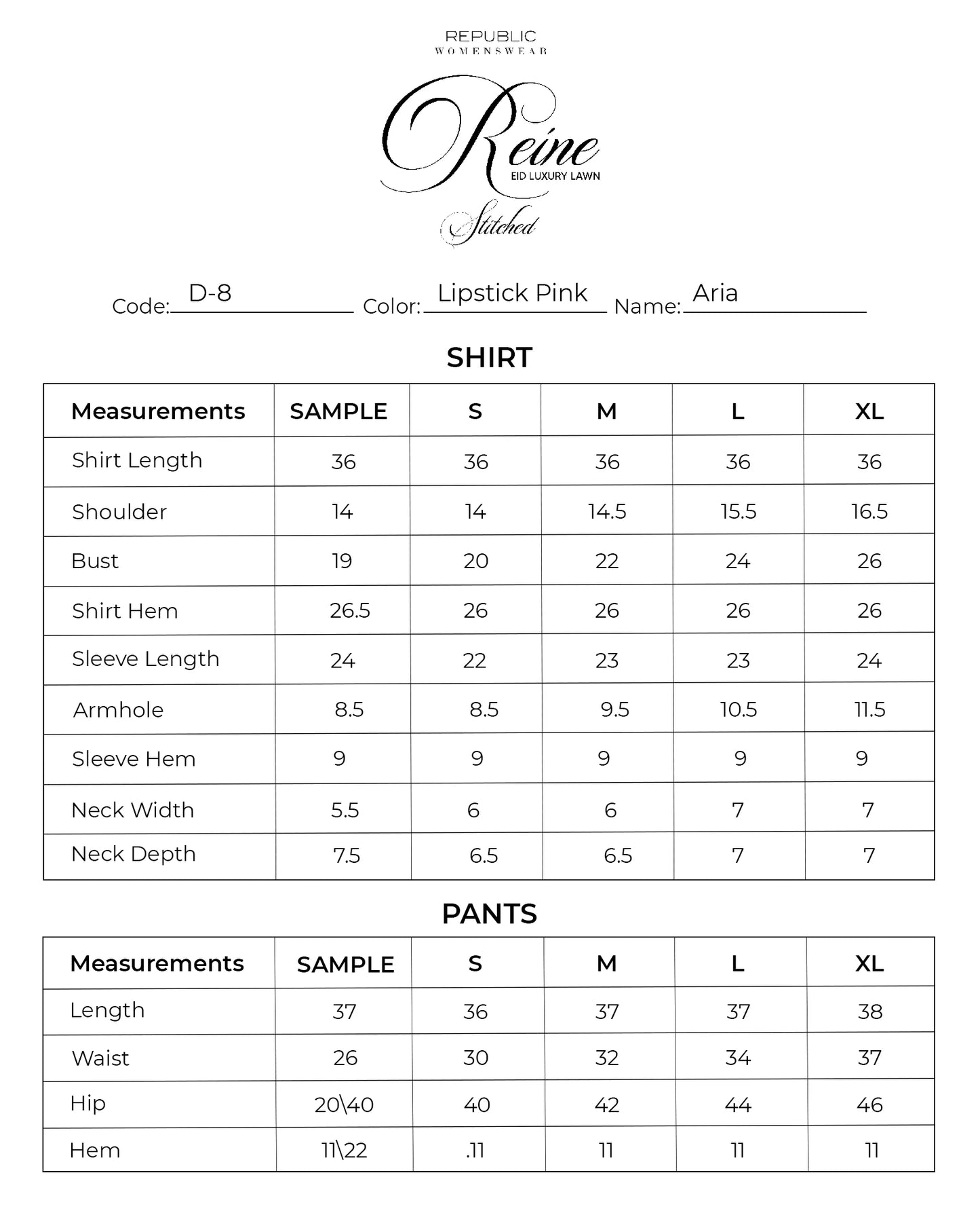 Aria | Reine Luxury Lawn Stitched '26 | Republic Womenswear