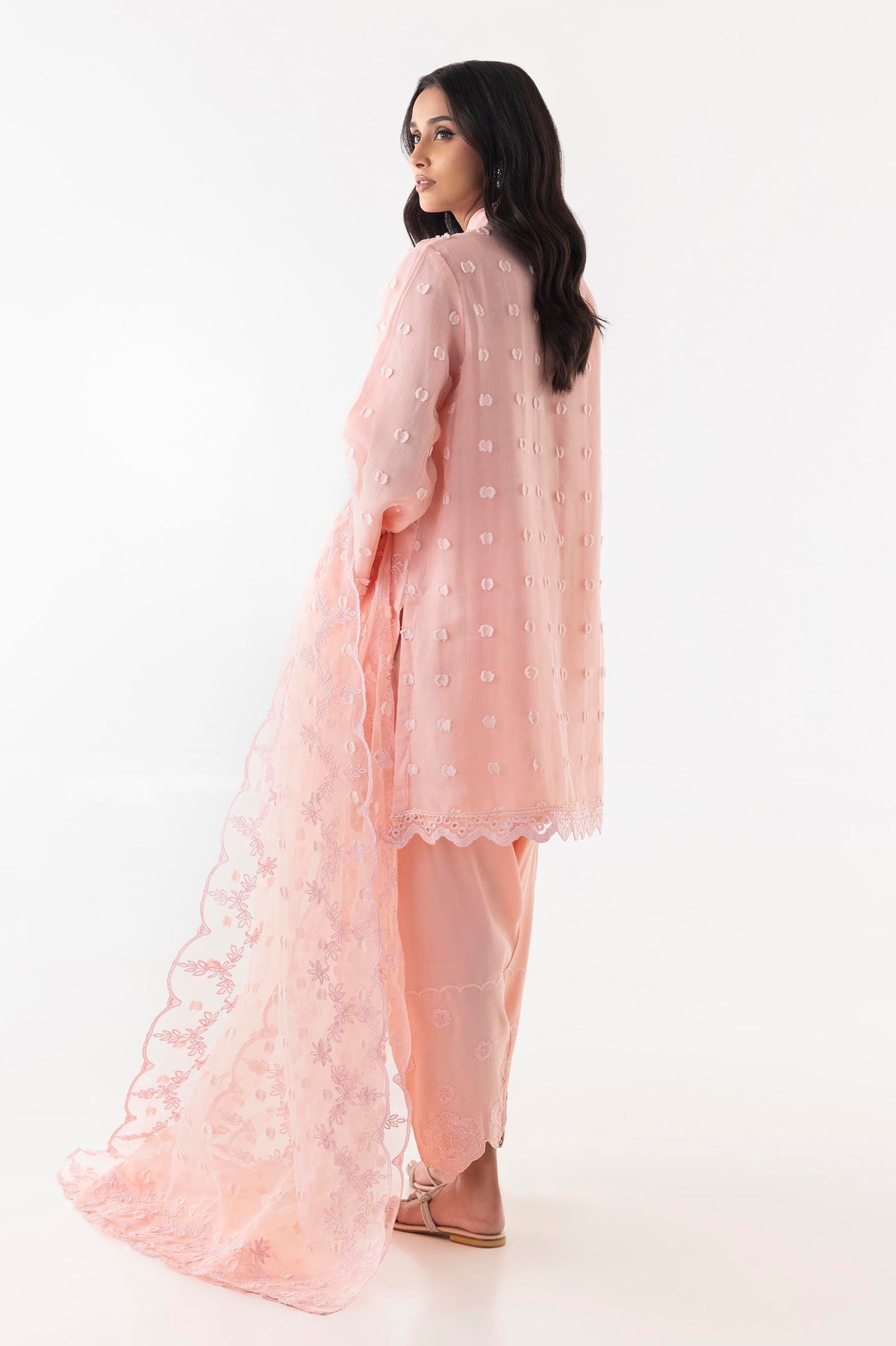 STITCHED PINK EMBROIDERED SHIRT + SHALWAR + DUPATTA SS25SGE304P3 | Sana Safinaz