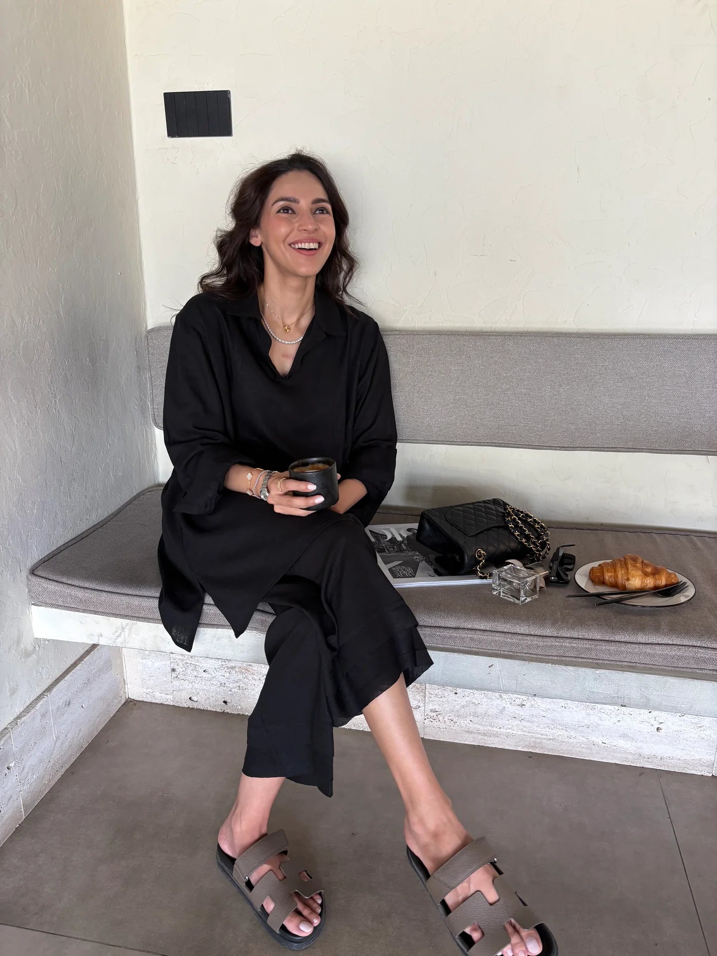 BLACK LINEN WILLOW SET | Sak Atelier