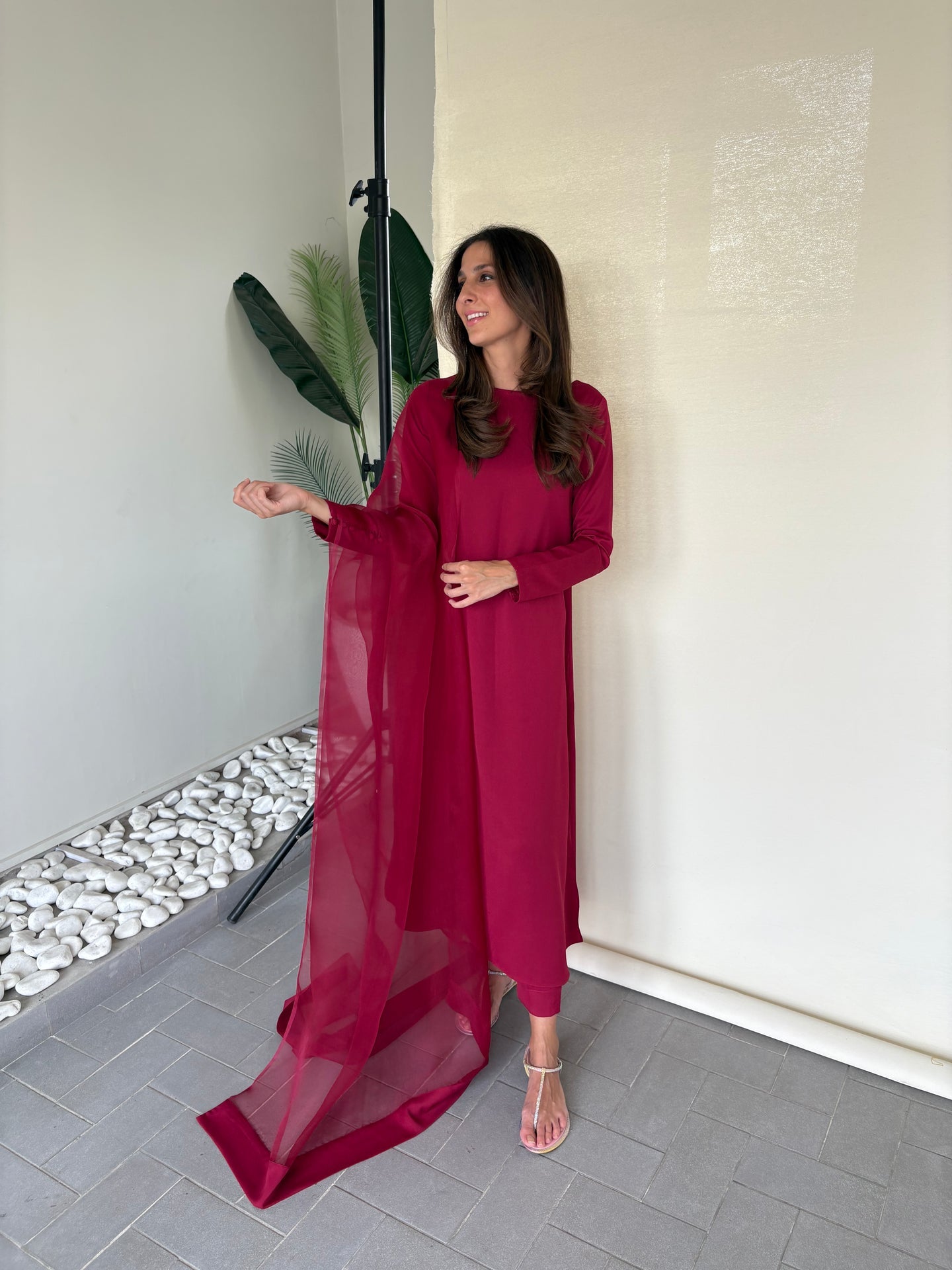 Berry Red Buttoned Set | Sak Atelier