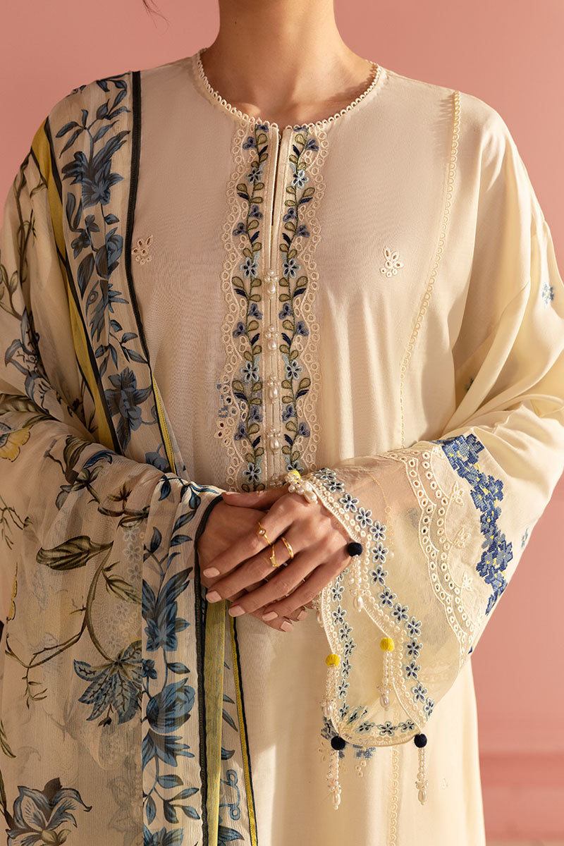 BLUE ALLURE-3PC PRINTED LAWN SUIT | Cross Stitch
