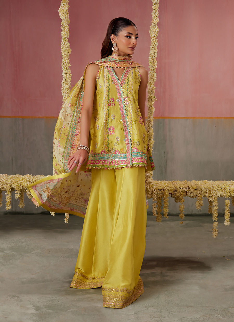 Zaria Kiwi Shirt And Dupatta | FARAH TALIB AZIZ