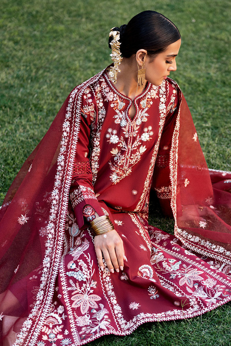 ROUGE ZEST-3PC EMBROIDERED LAWN SUIT | Cross Stitch