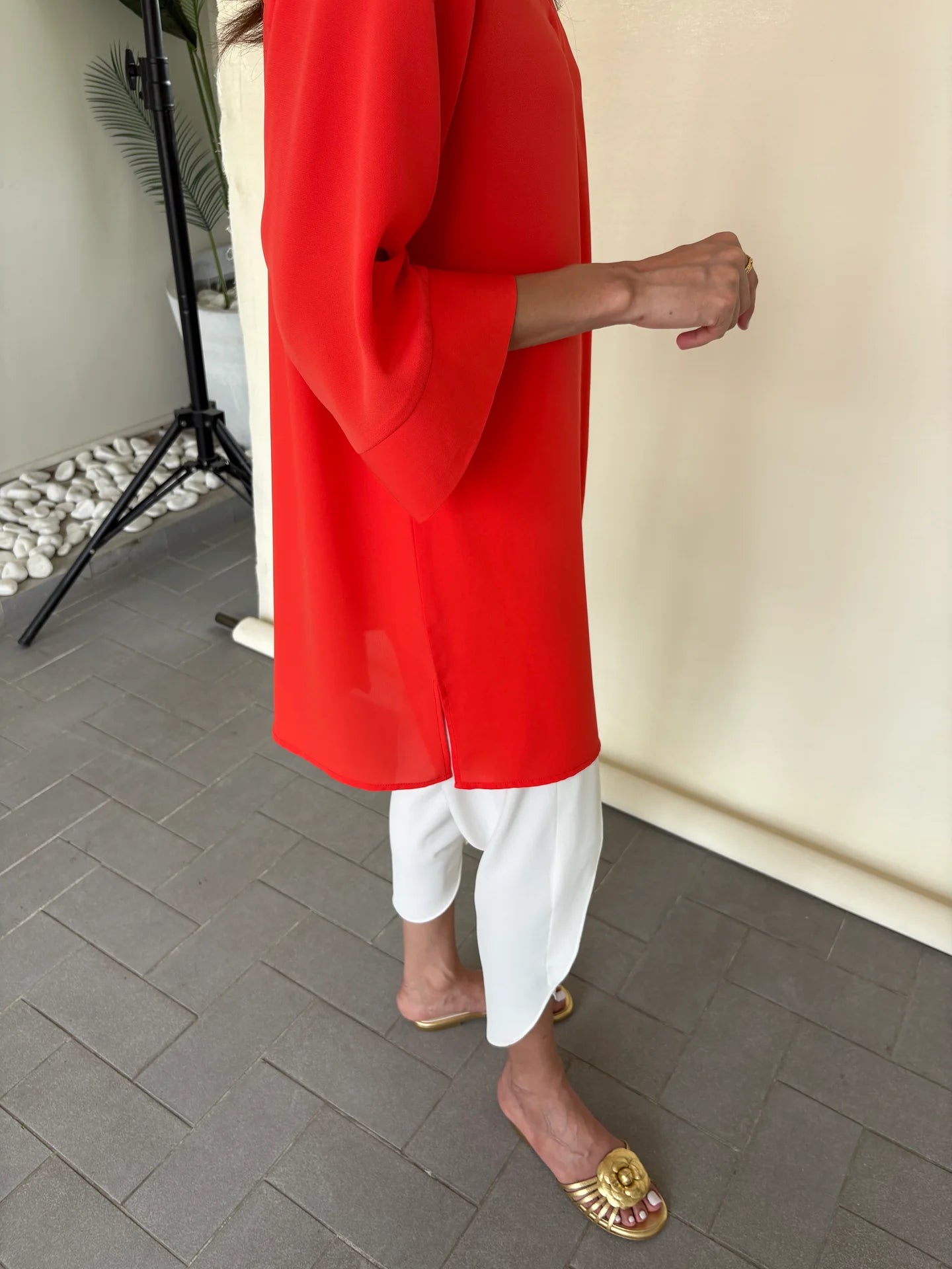 ORANGE TOBY TUNIC WITH TULIP SHALWAR | Sak Atelier