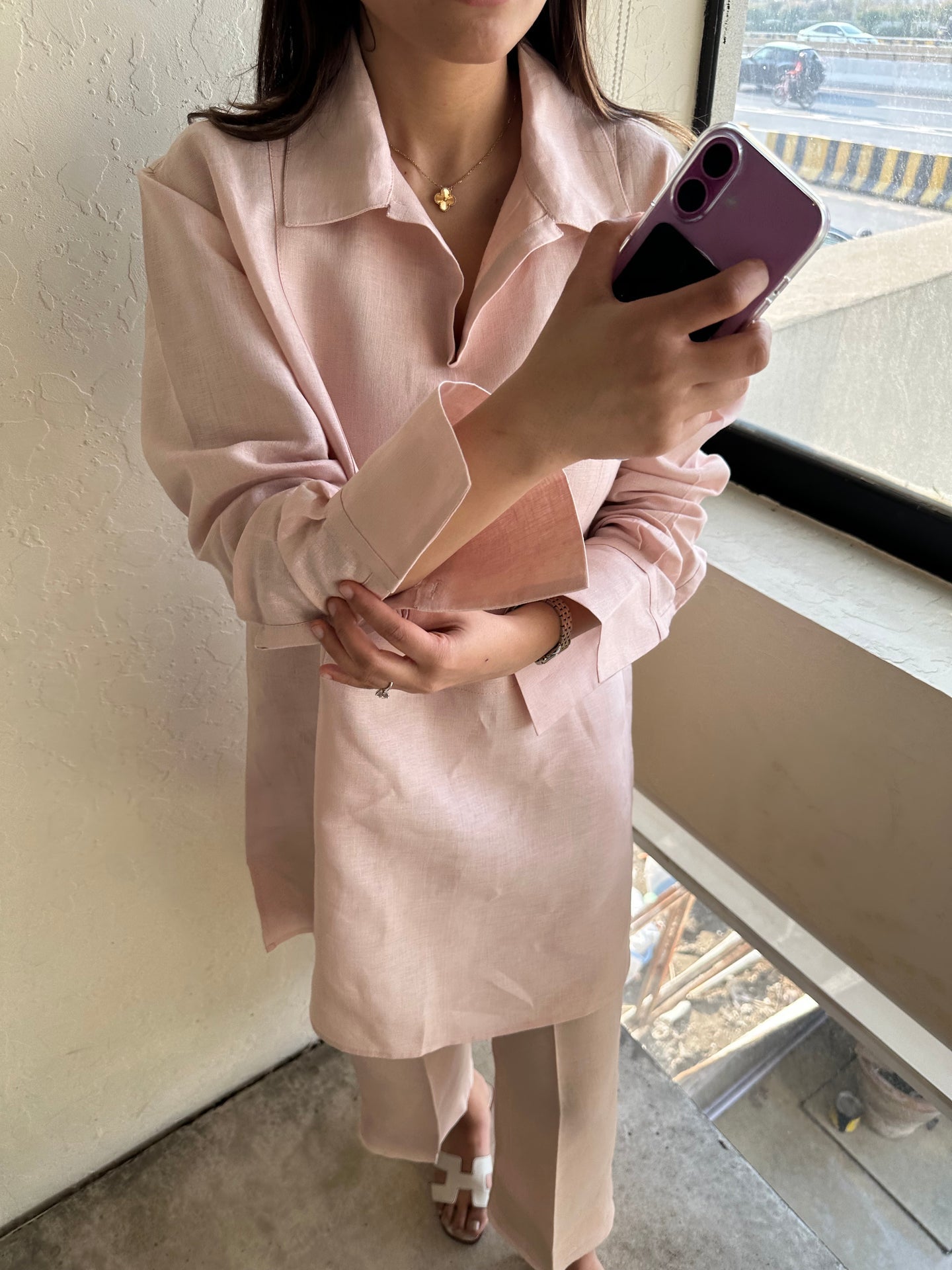 LIGHT PINK LINEN WILLOW SET | Sak Atelier