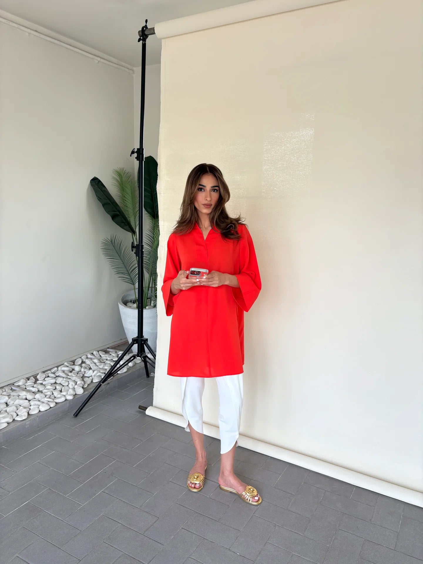 ORANGE TOBY TUNIC WITH TULIP SHALWAR | Sak Atelier
