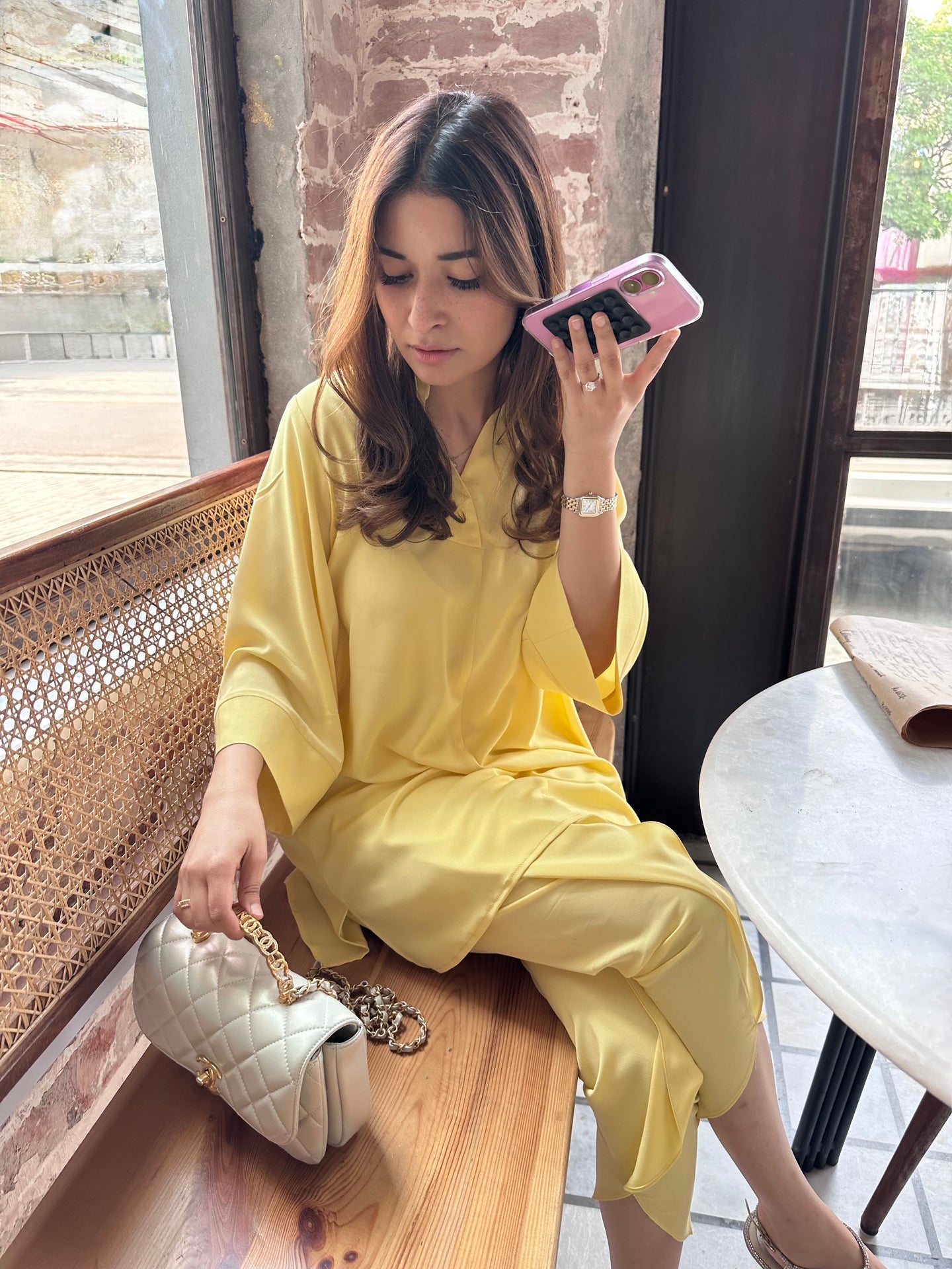 BUTTER YELLOW TOBY TUNIC WITH TULIP SHALWAR | Sak Atelier