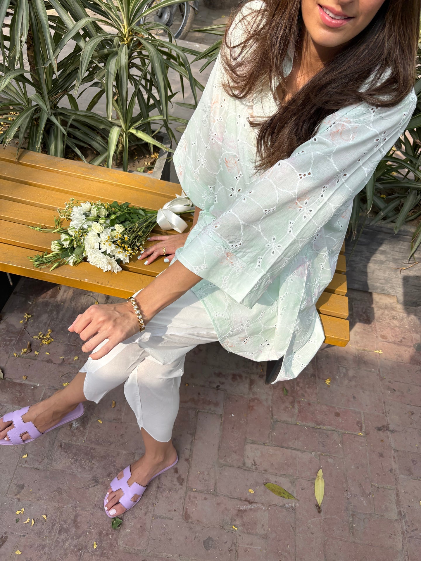 GREEN LAWN TOBY TUNIC WITH TULIP SHALWAR | Sak Atelier
