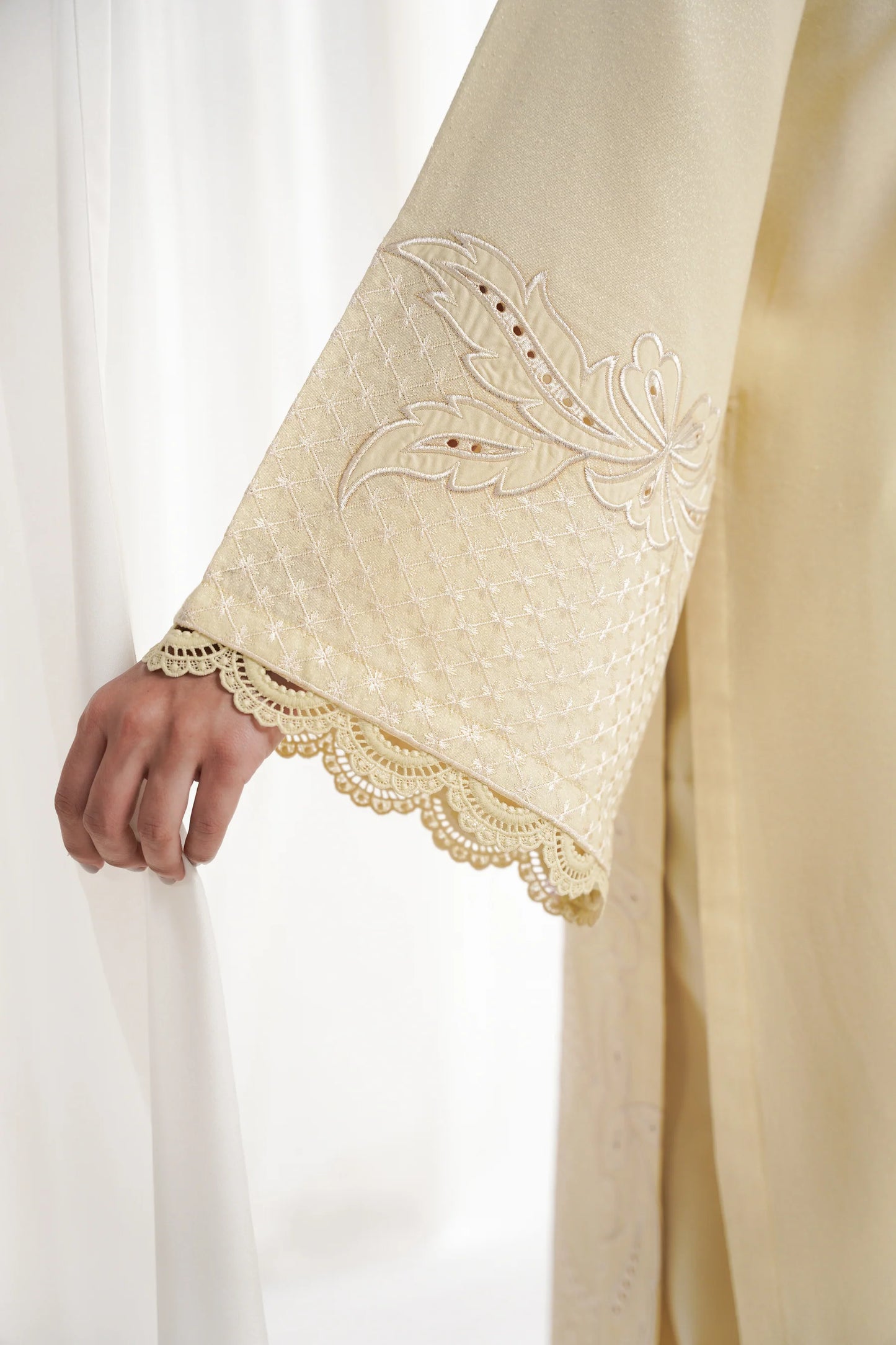 BUTTER YELLOW LUXURY EMBROIDERED 3PCS SET NPA3-25420 (EID 2025 READY TO WEAR) | ZAIB