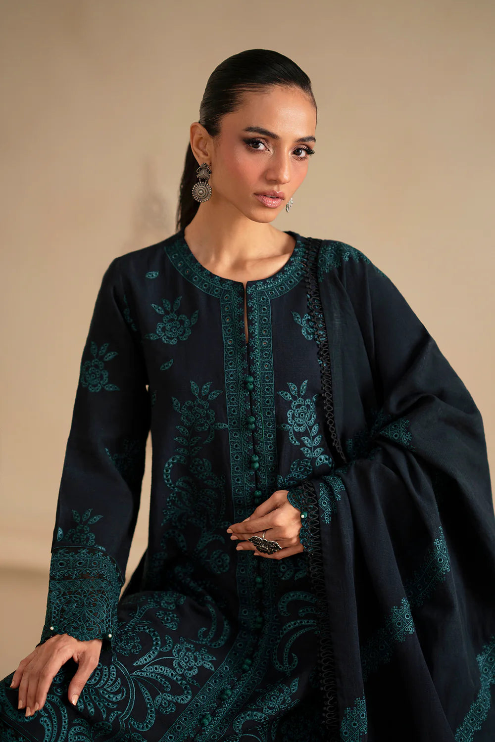 JET BLACK | E0790/203/902 | Unstitched Winter '25 | Ethnc