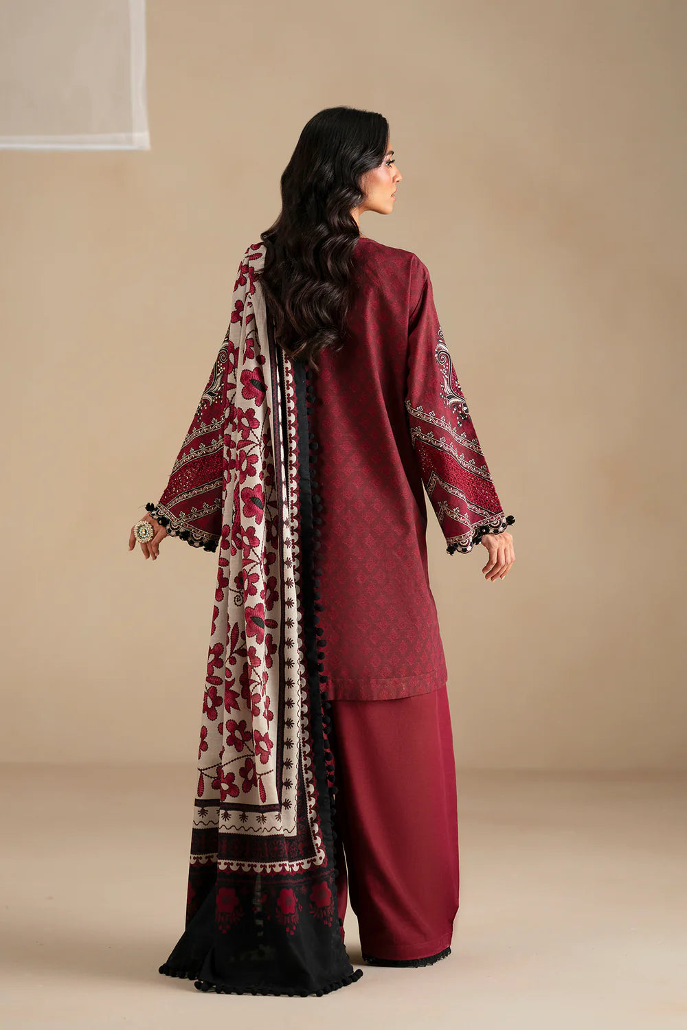 BRICK RED | E0798/203/305 | Unstitched Winter '25 | Ethnc