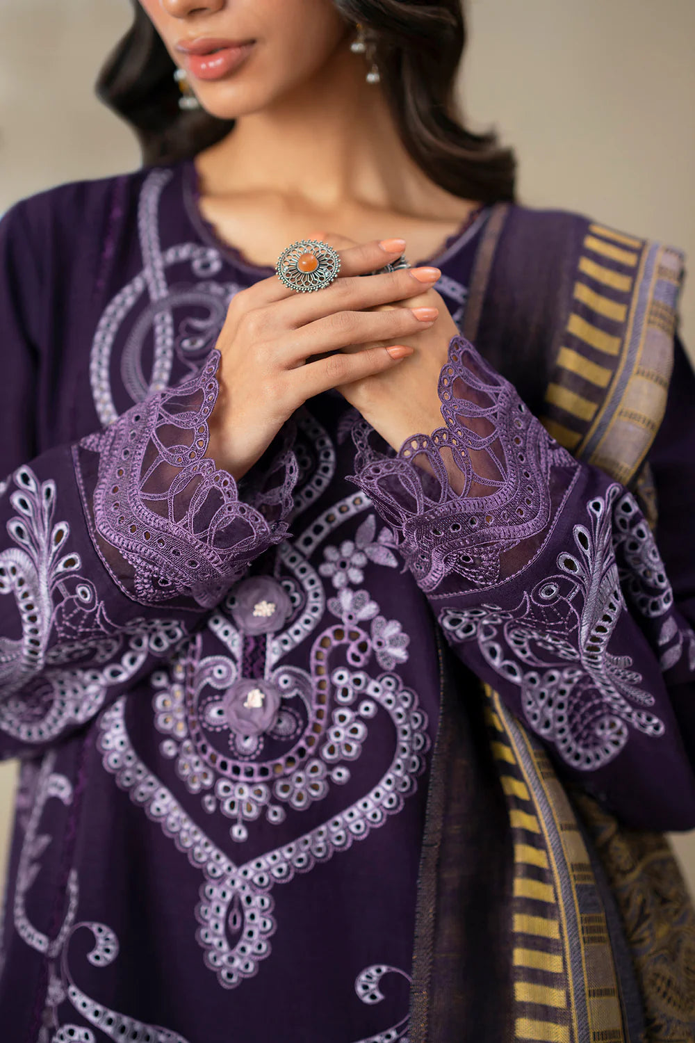 DARK PURPLE | E0808/203/502 | Unstitched Rozana A/W '25 Drop 2 | Ethnc