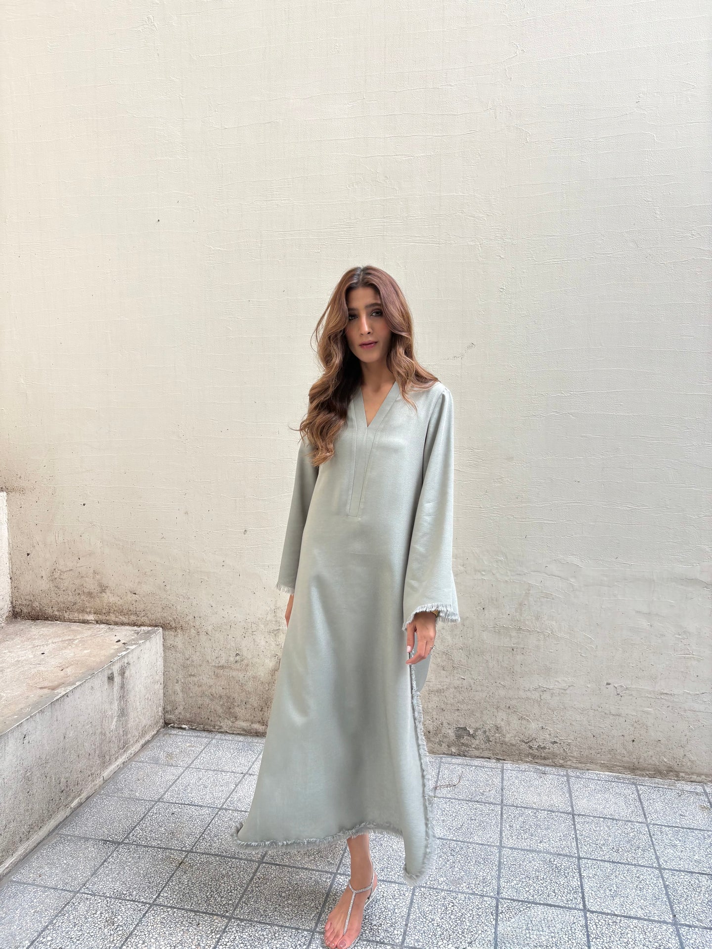 MUTED GREY-GREEN DHAAGA SET | SAK ATELIER